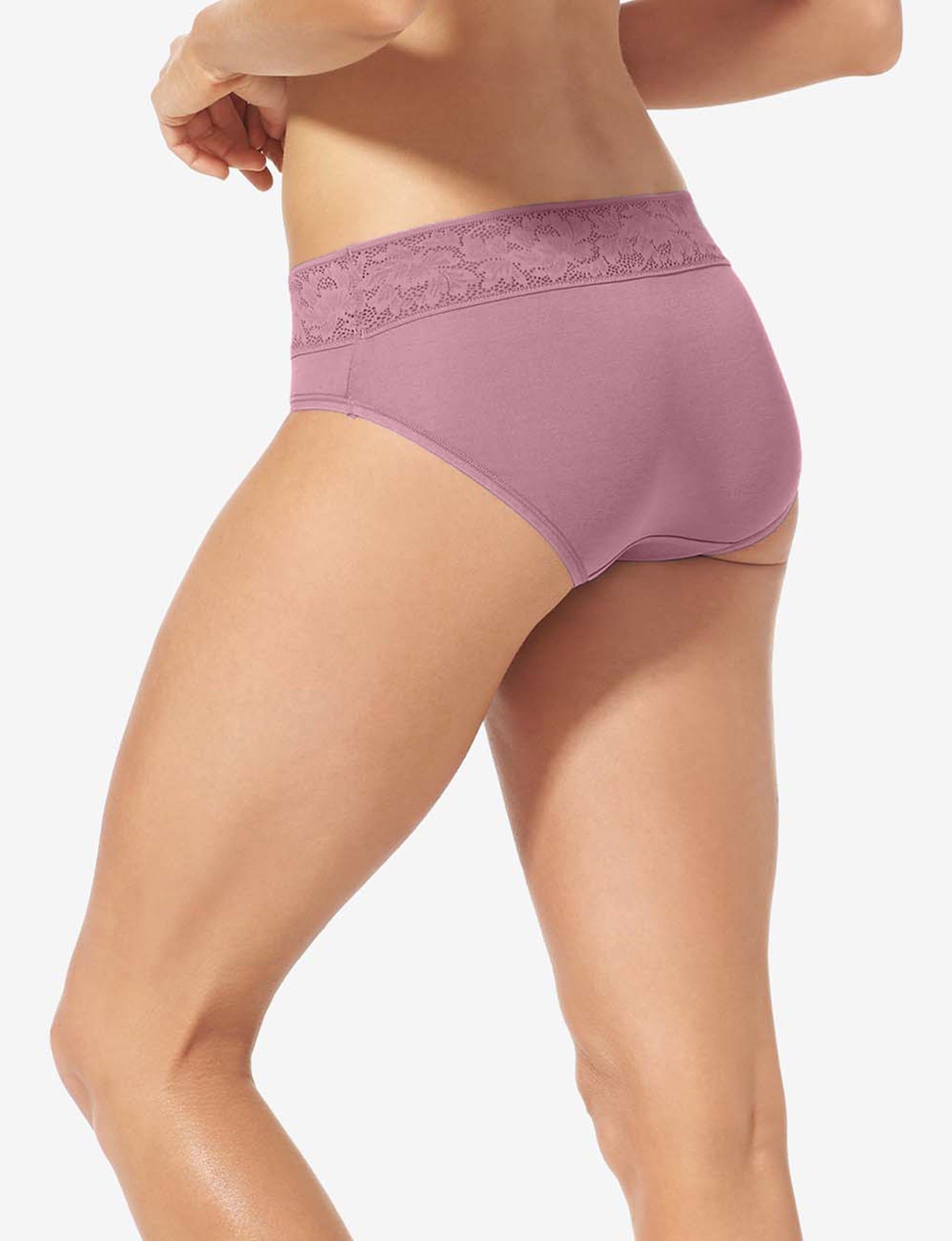 Women's Second Skin Brief, Lace Waist::Foxglove Lace