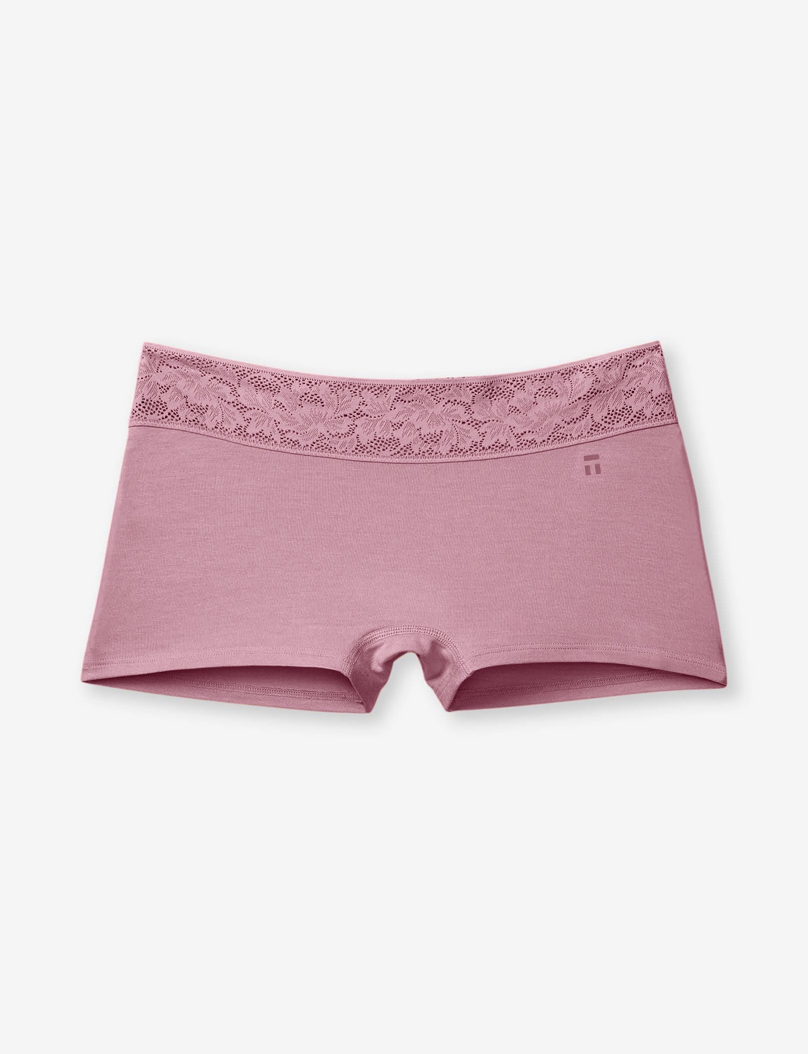 Women's Second Skin Boyshort, Lace Waist::Foxglove Lace