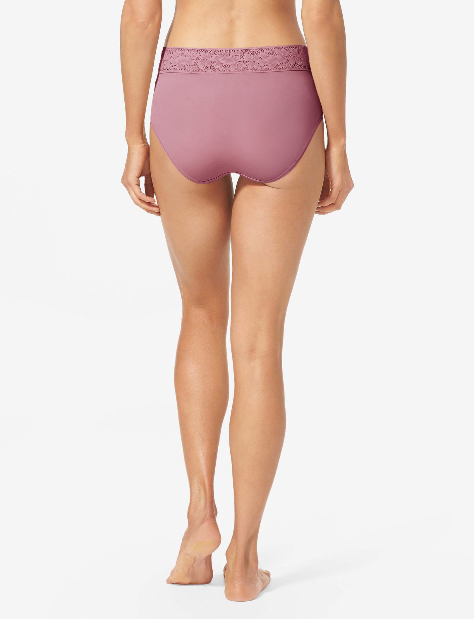 Women's Second Skin High Rise Brief, Lace Waist::Foxglove Lace