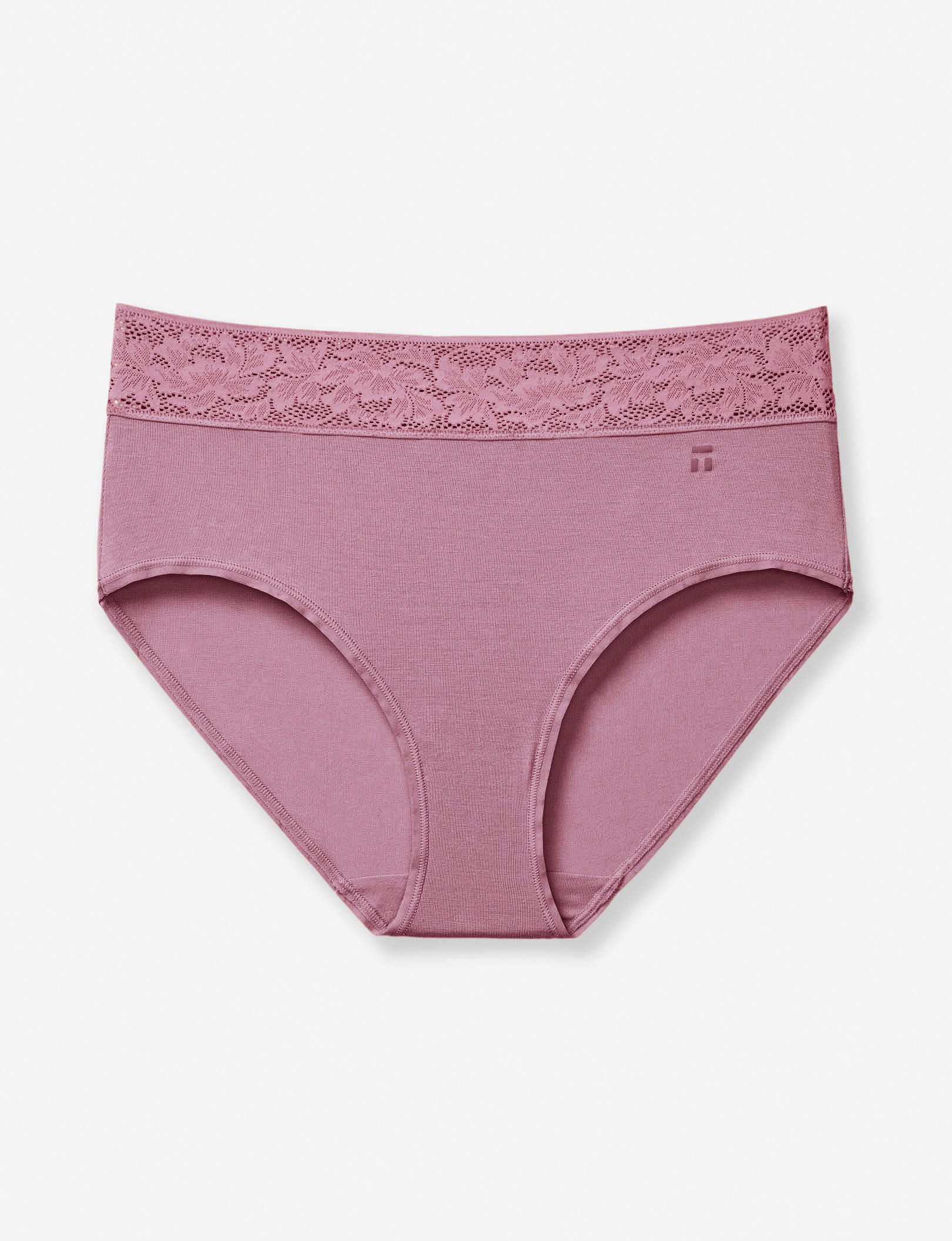 Women's Second Skin High Rise Brief, Lace Waist::Foxglove Lace