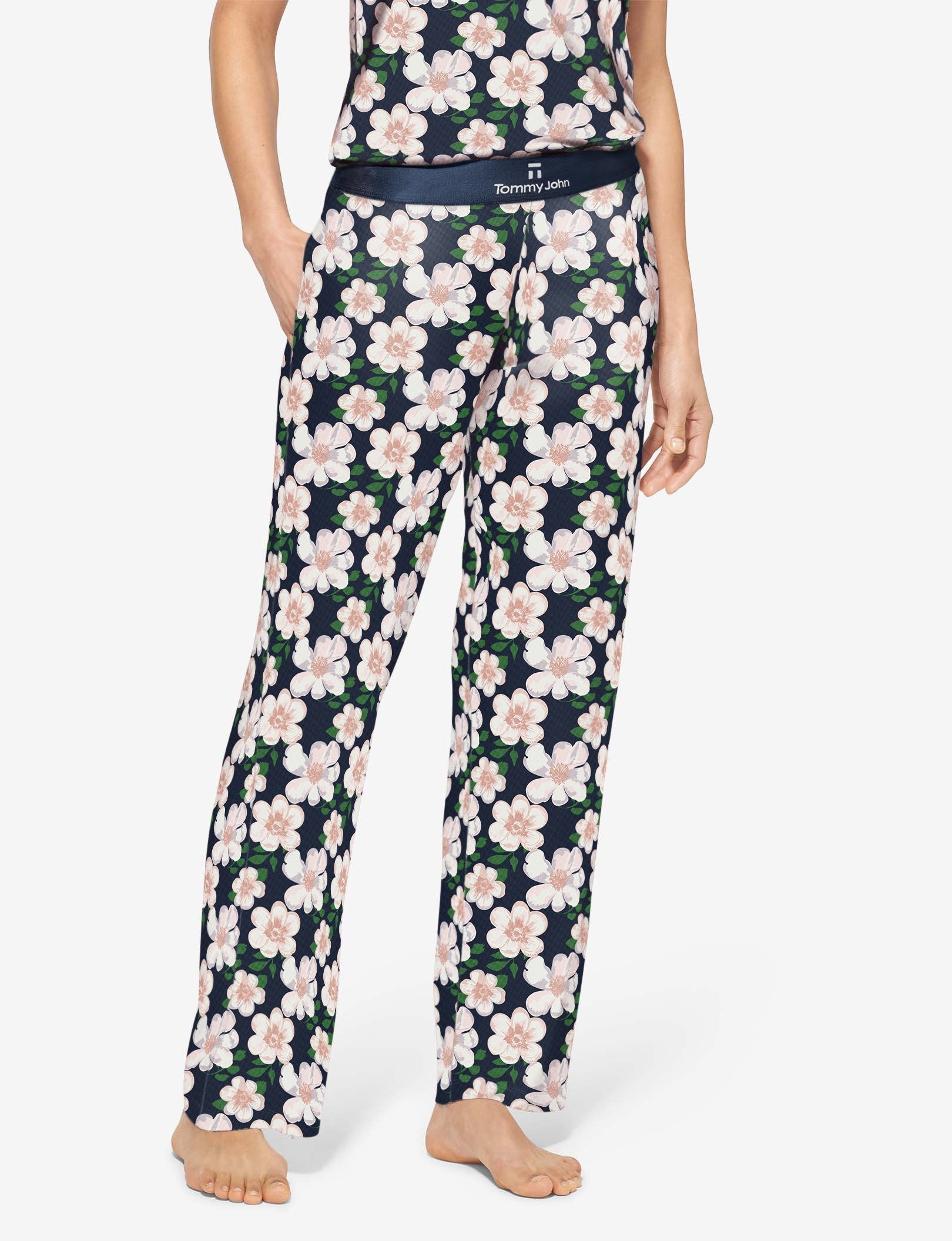 Women's Second Skin Sleep Pant, Print::Dress Blues Petals