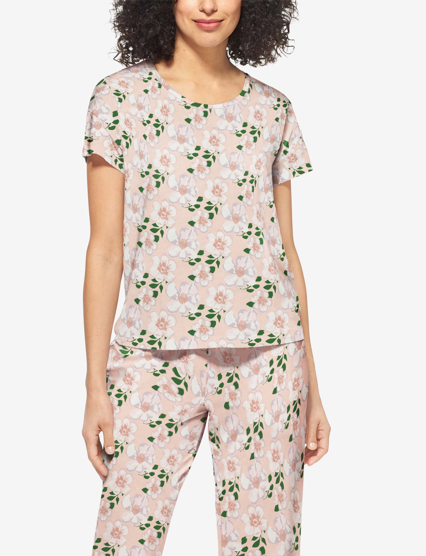 Women's Second Skin Pajama Tee::Soft Pink Petals