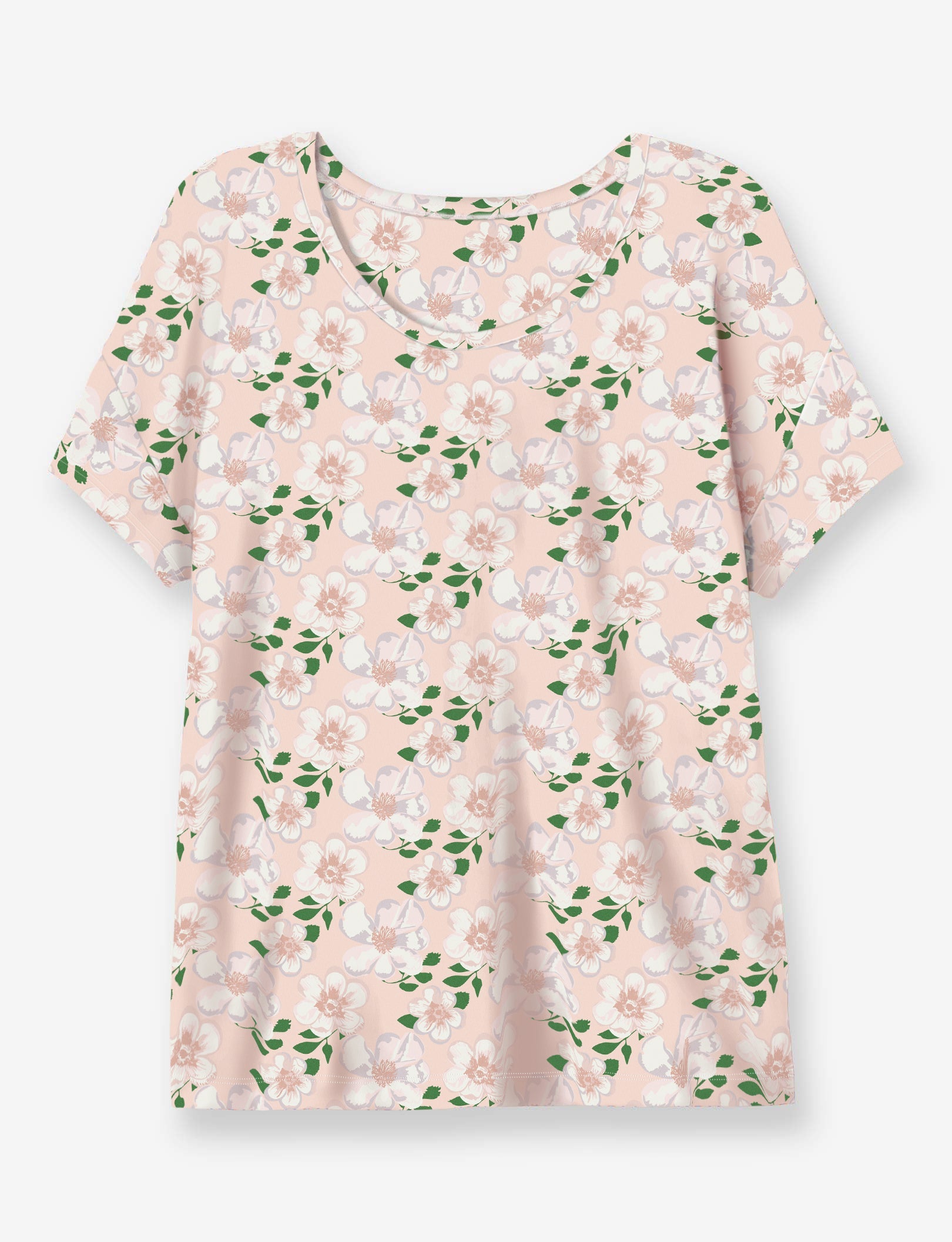 Women's Second Skin Pajama Tee::Soft Pink Petals