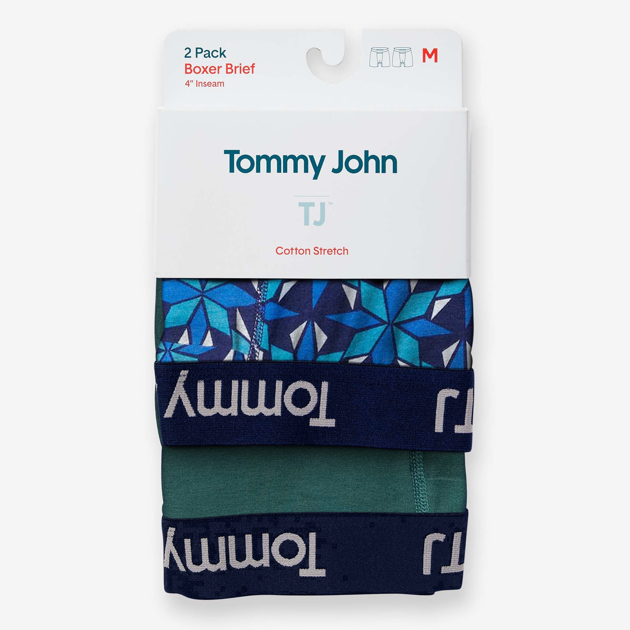 TJ Cotton Stretch Mid-Length Boxer Brief 6” (2-Pack)::Dress Blues/June Bug