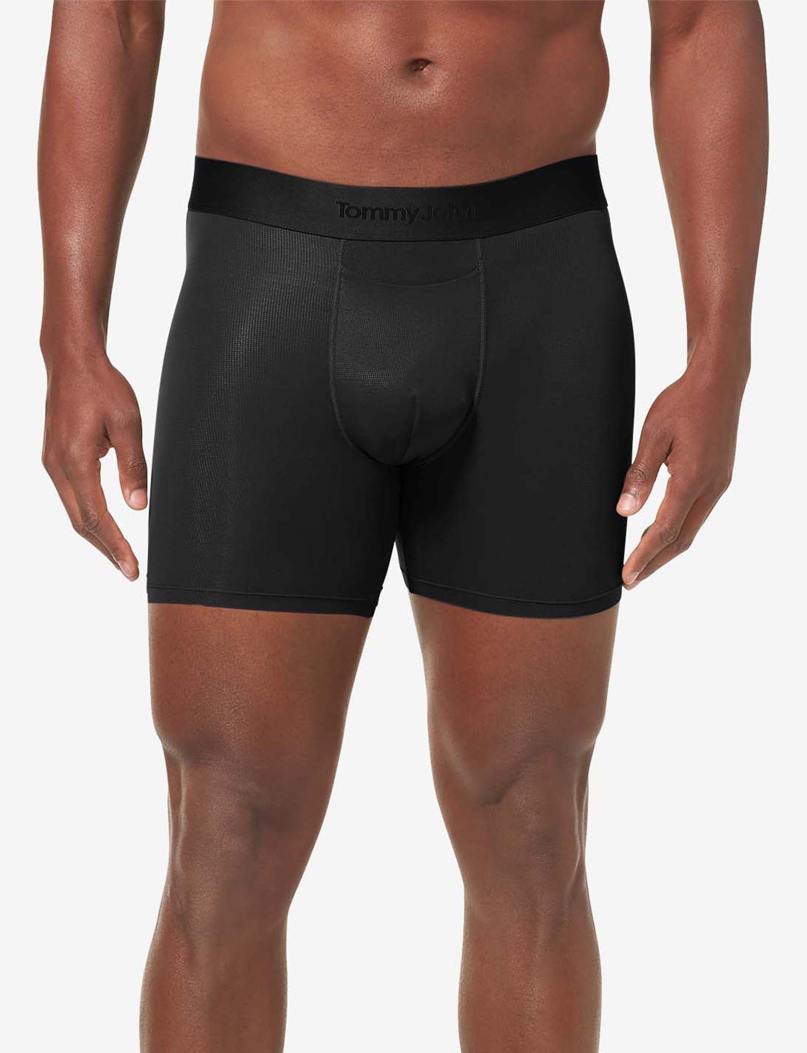 Air Mesh Mid-Length Boxer Brief 6"::Black
