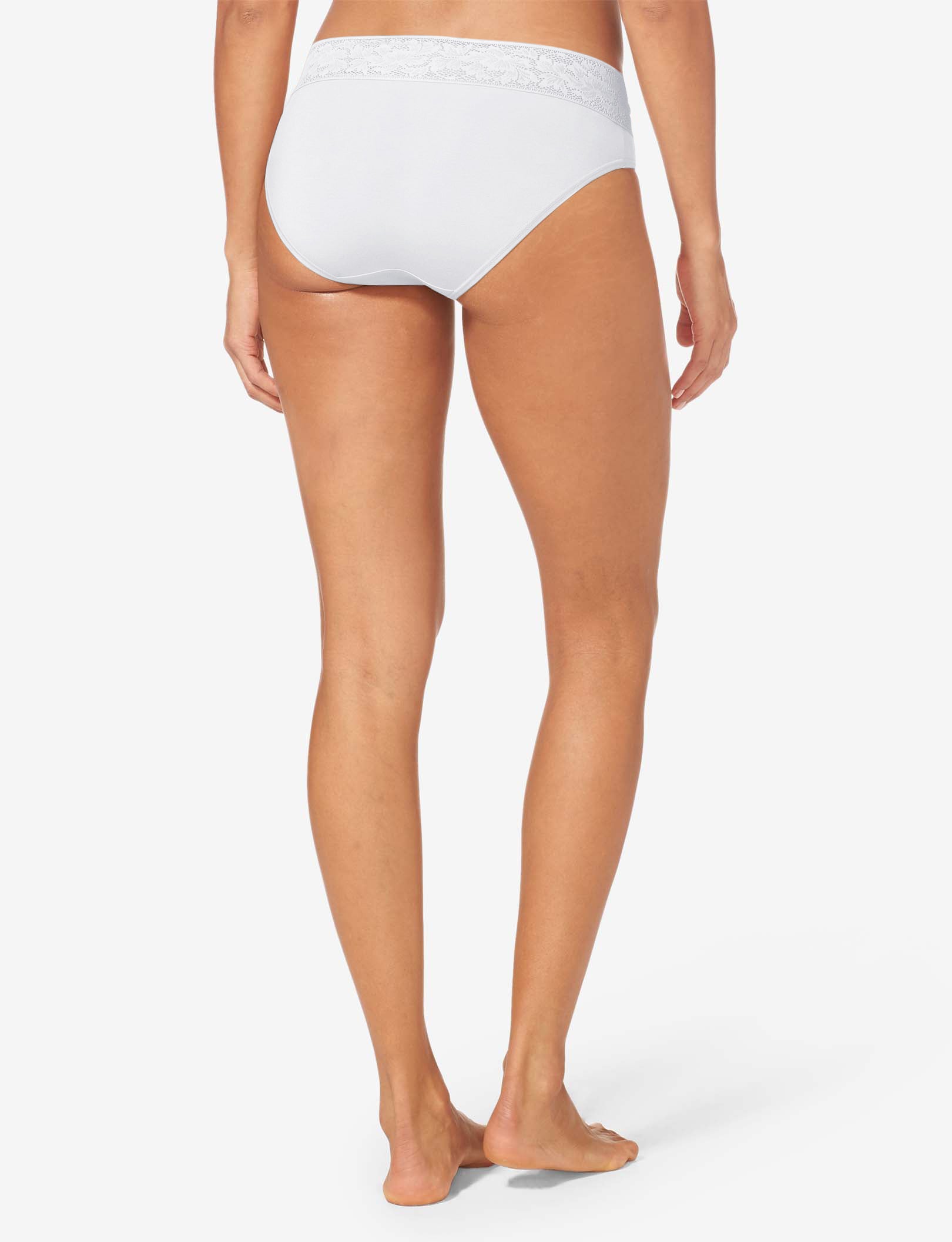 Women's Second Skin Brief, Lace Waist::White Lace