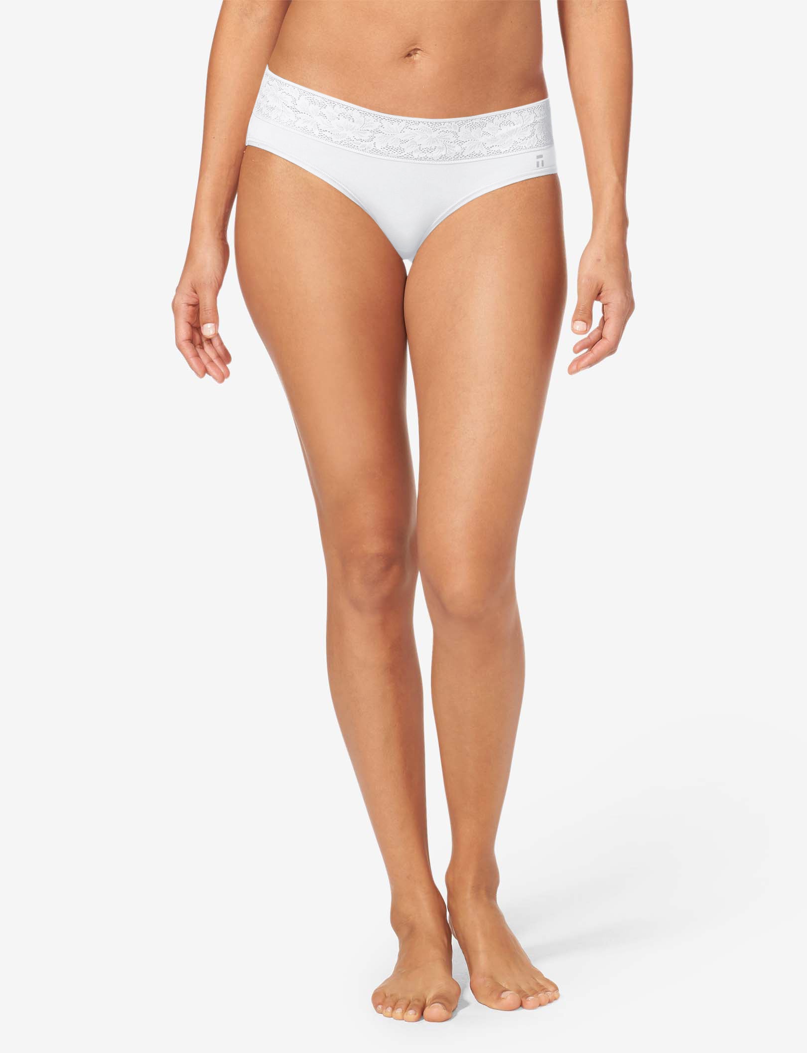 Women's Second Skin Brief, Lace Waist::White Lace