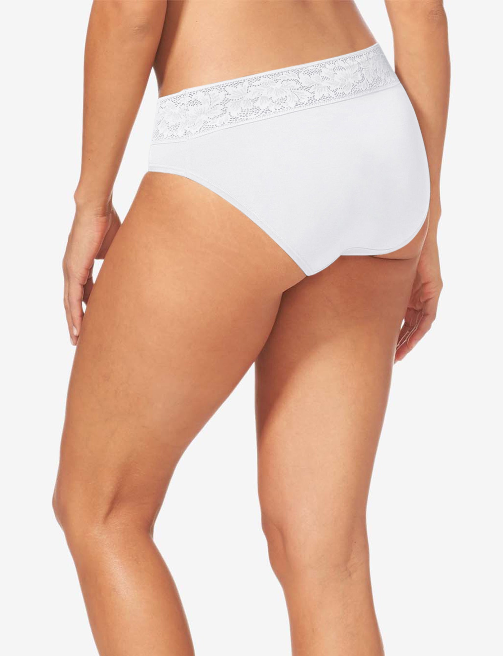 Women's Second Skin Brief, Lace Waist::White Lace