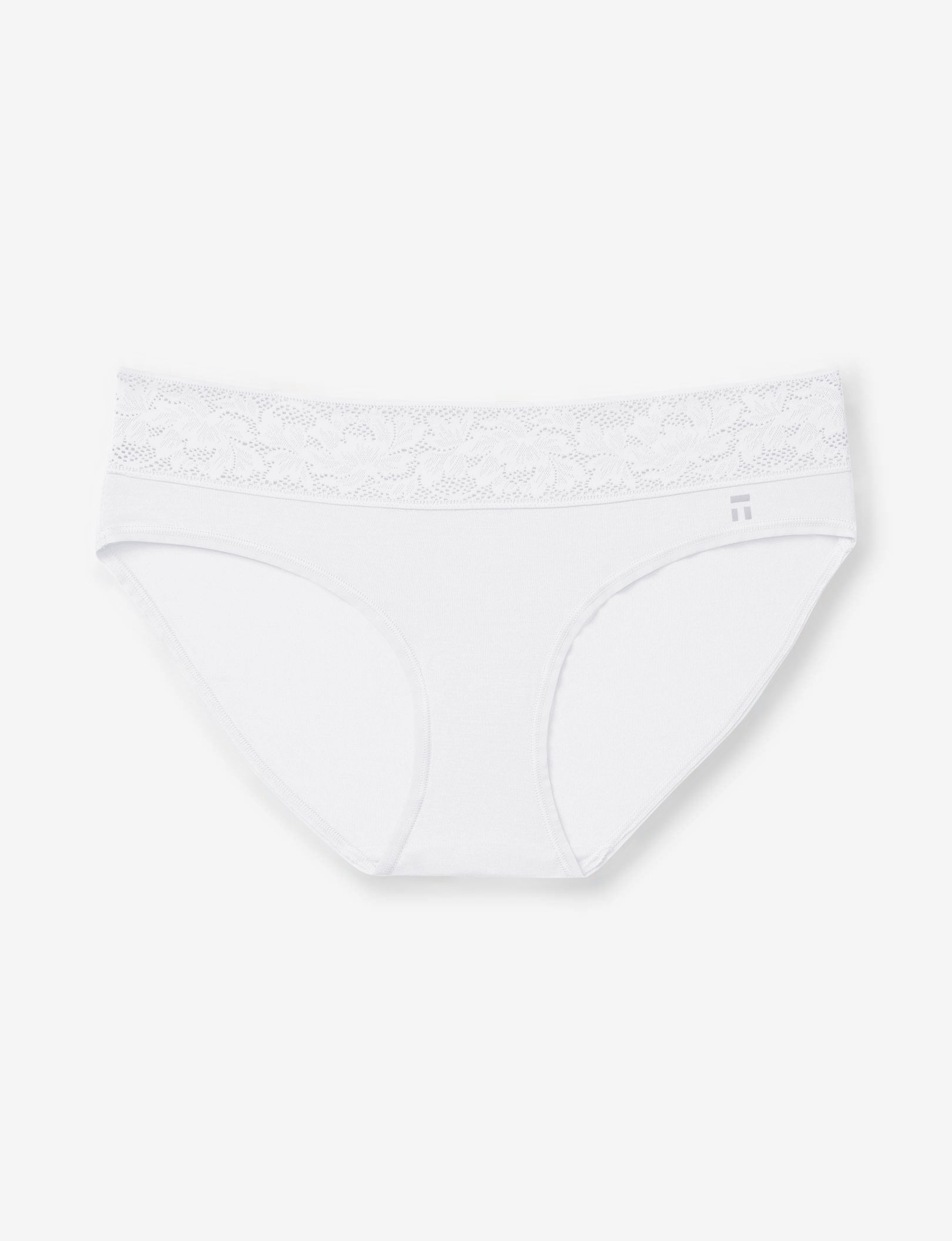 Women's Second Skin Brief, Lace Waist::White Lace