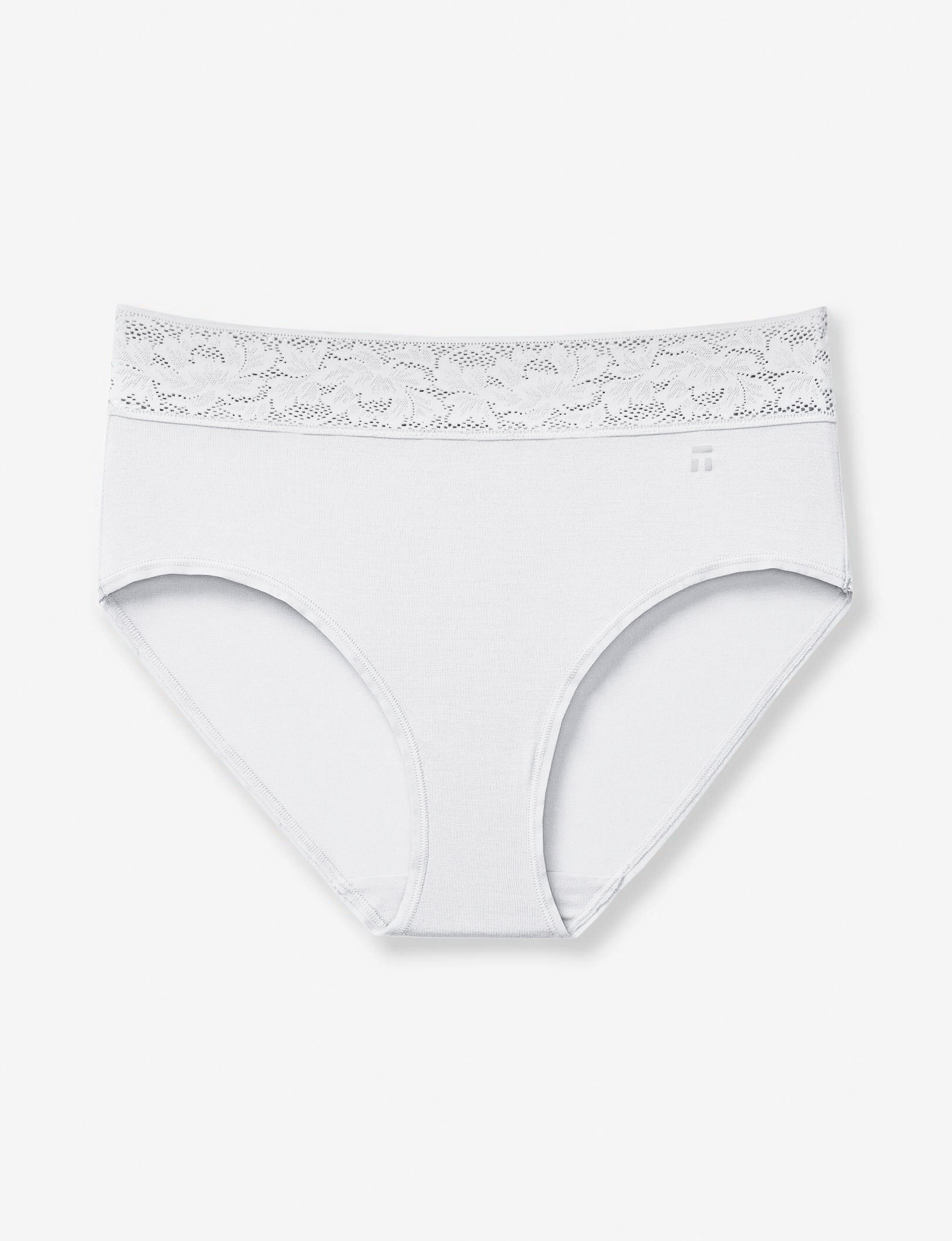 Women's Second Skin High Rise Brief, Lace Waist::White Lace