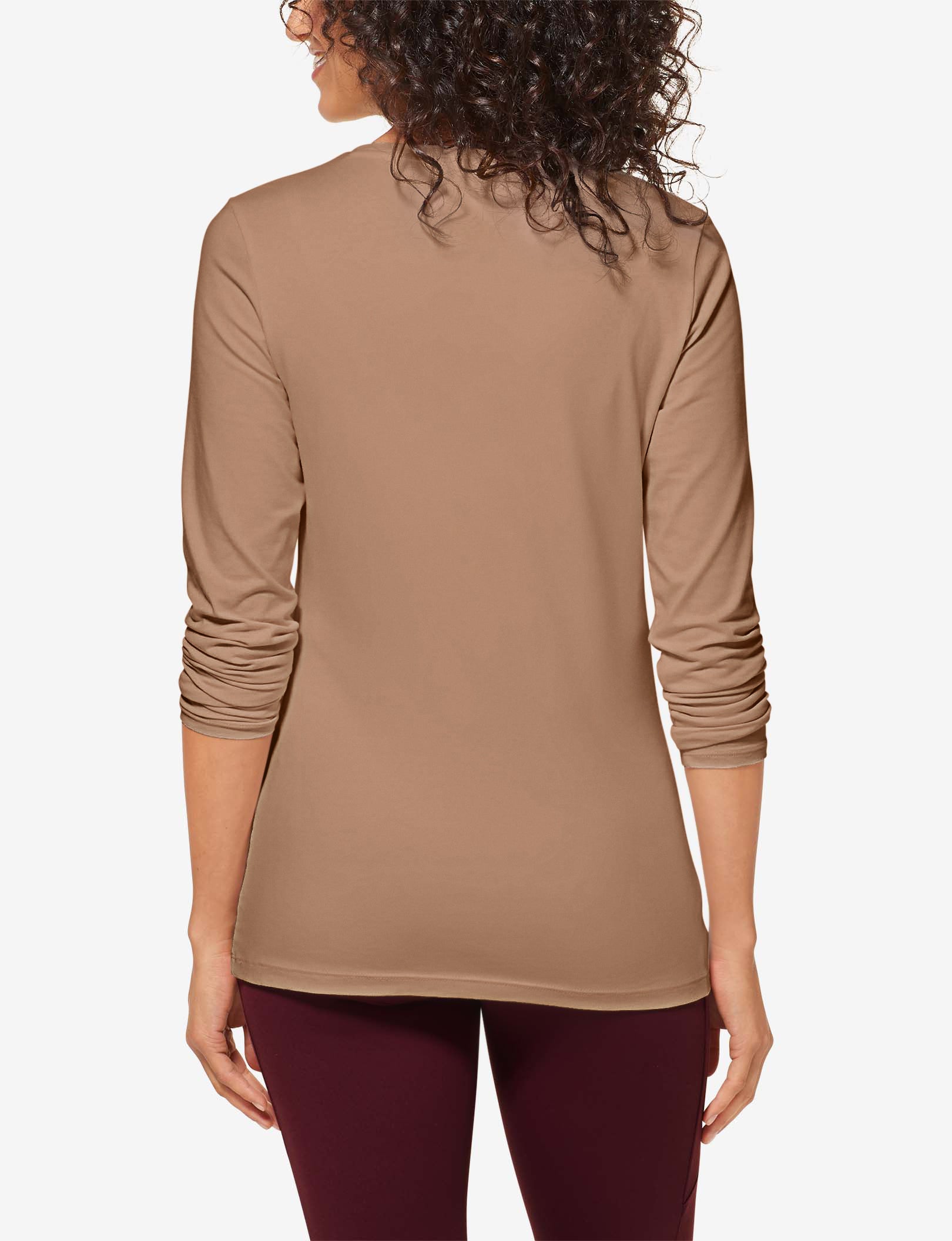 Women's Second Skin Long Sleeve Crew Neck Tee::Cafe
