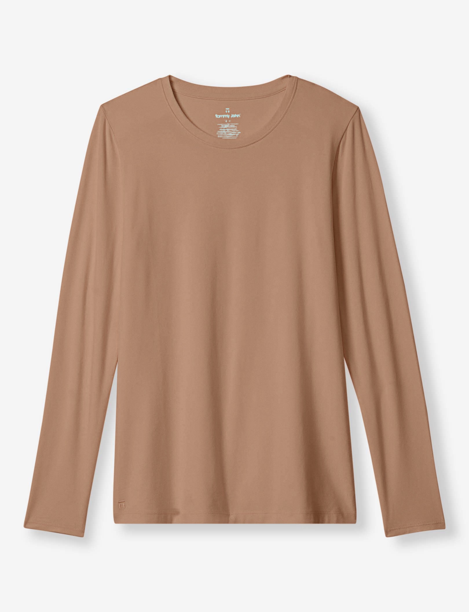 Women's Second Skin Long Sleeve Crew Neck Tee::Cafe