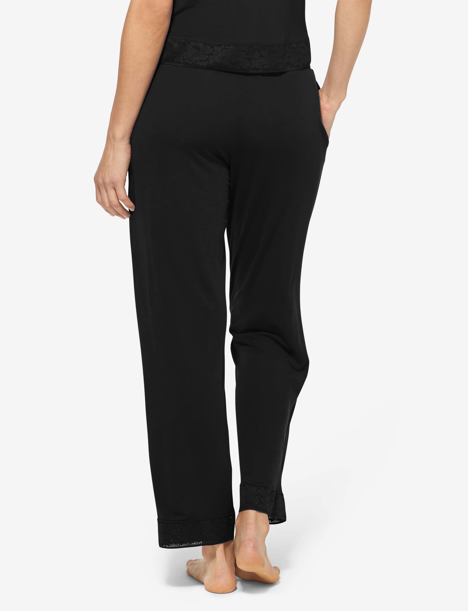 Women's Second Skin Sleep Pant, Lace Trim::Black Lace