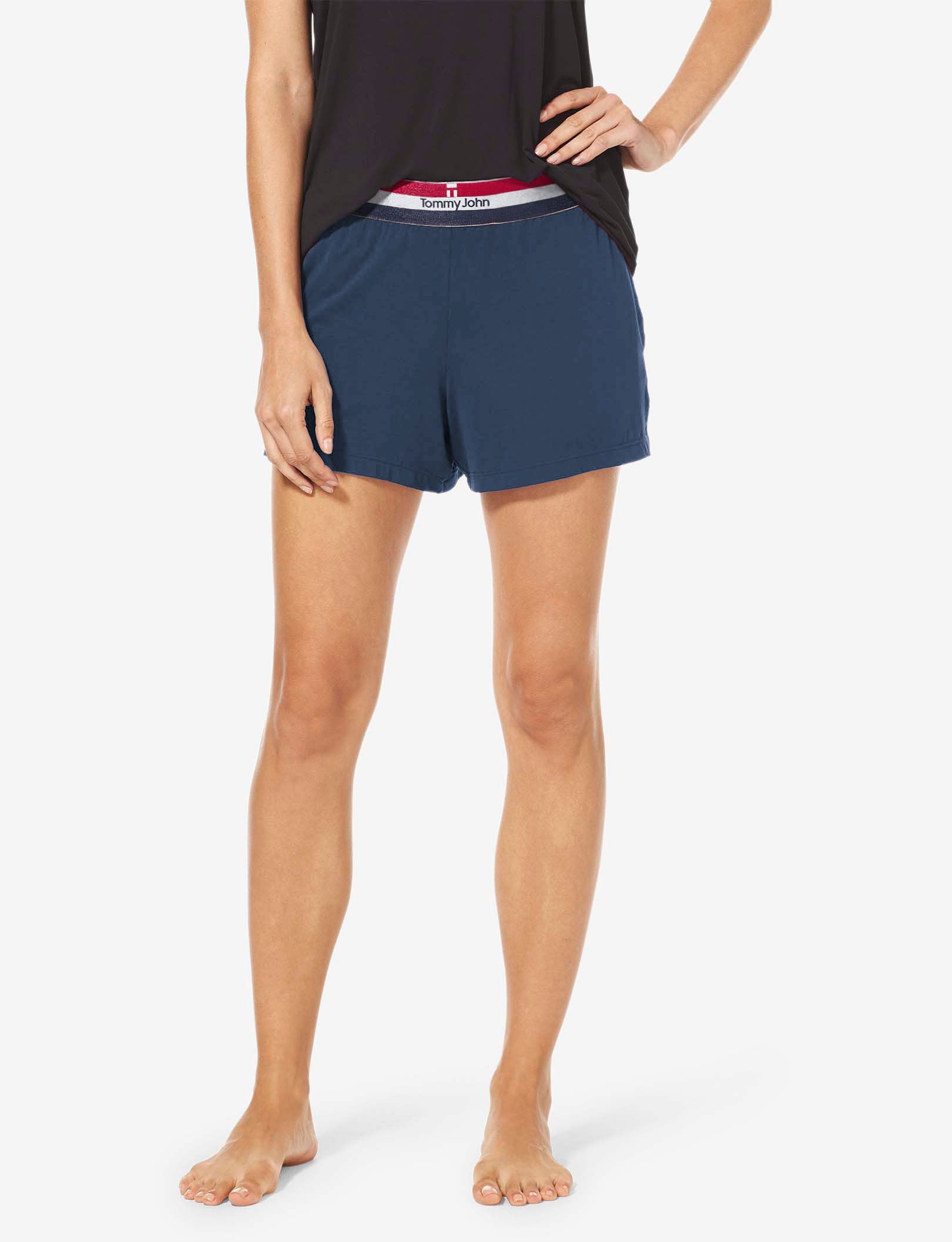Women's Second Skin Sleep Short::Dress Blues Americana Stripe