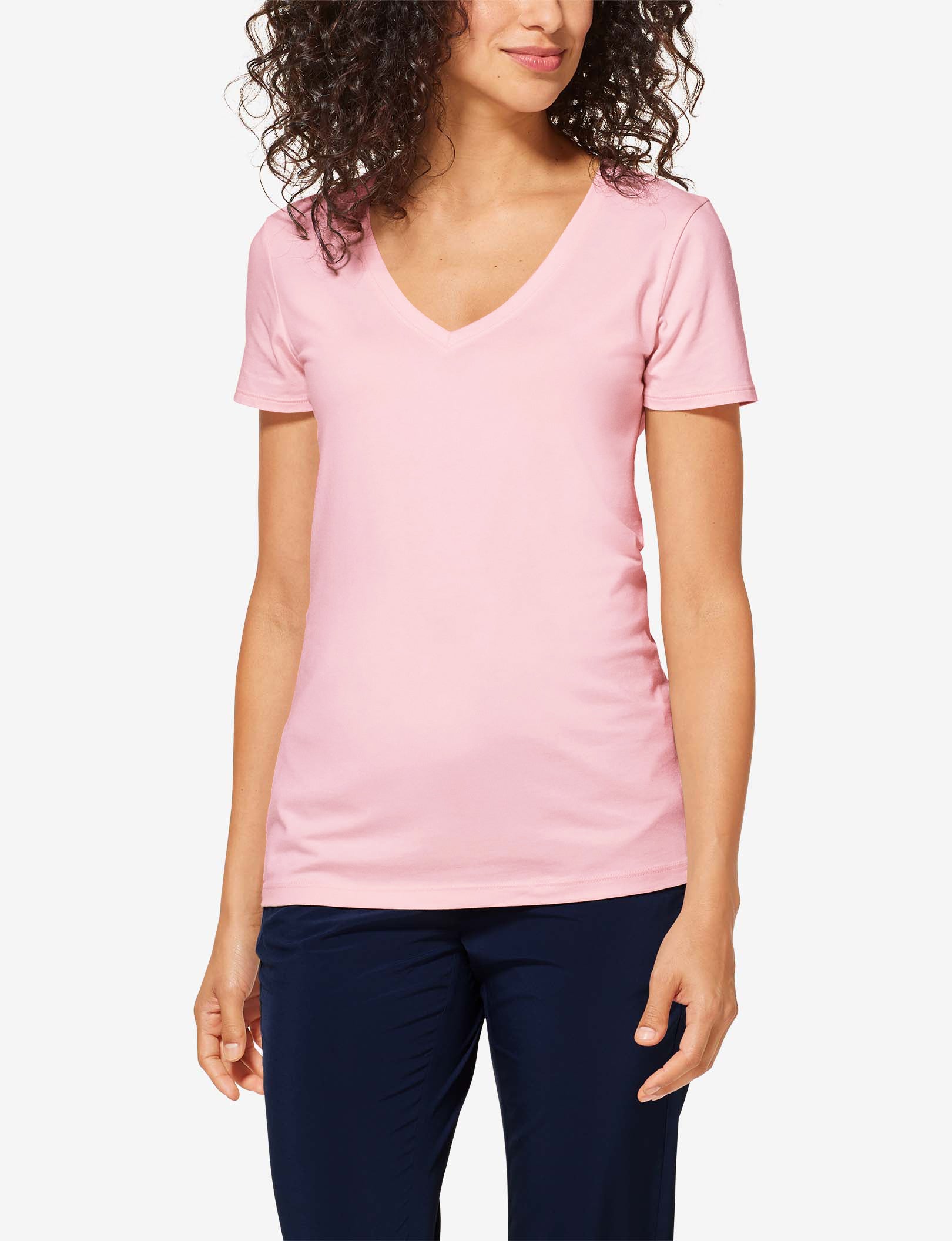 Women's Second Skin V-Neck Tee::Barely Pink