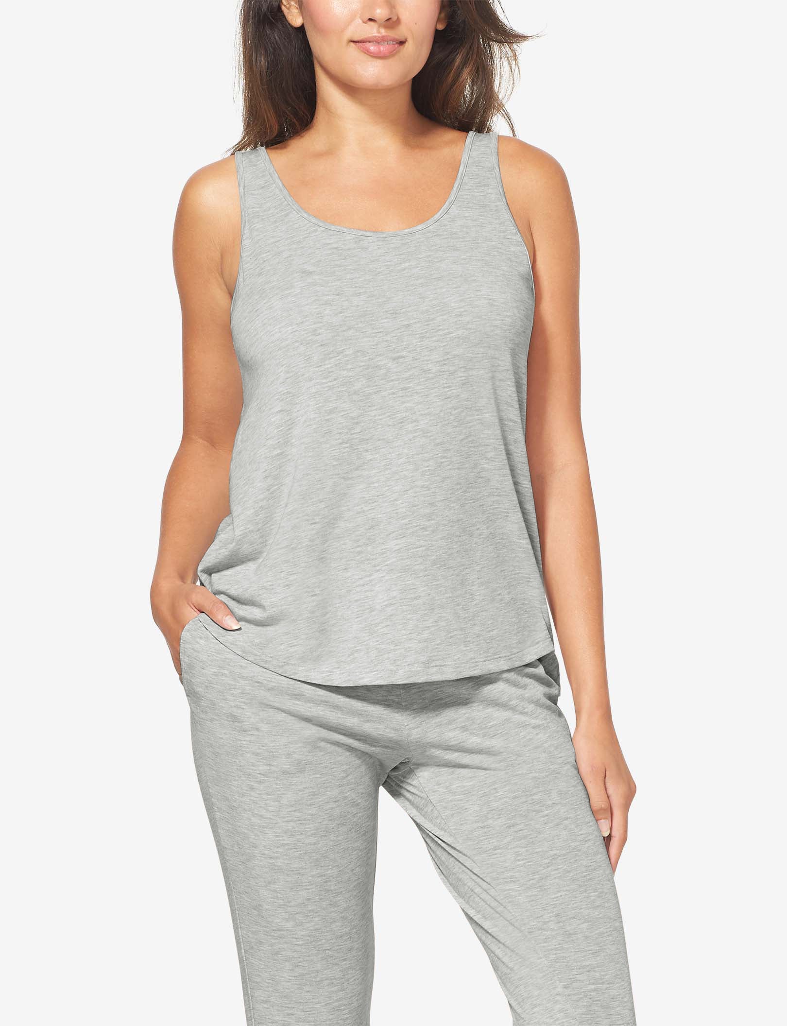Women's Second Skin Sleep Tank::Cool Grey Heather