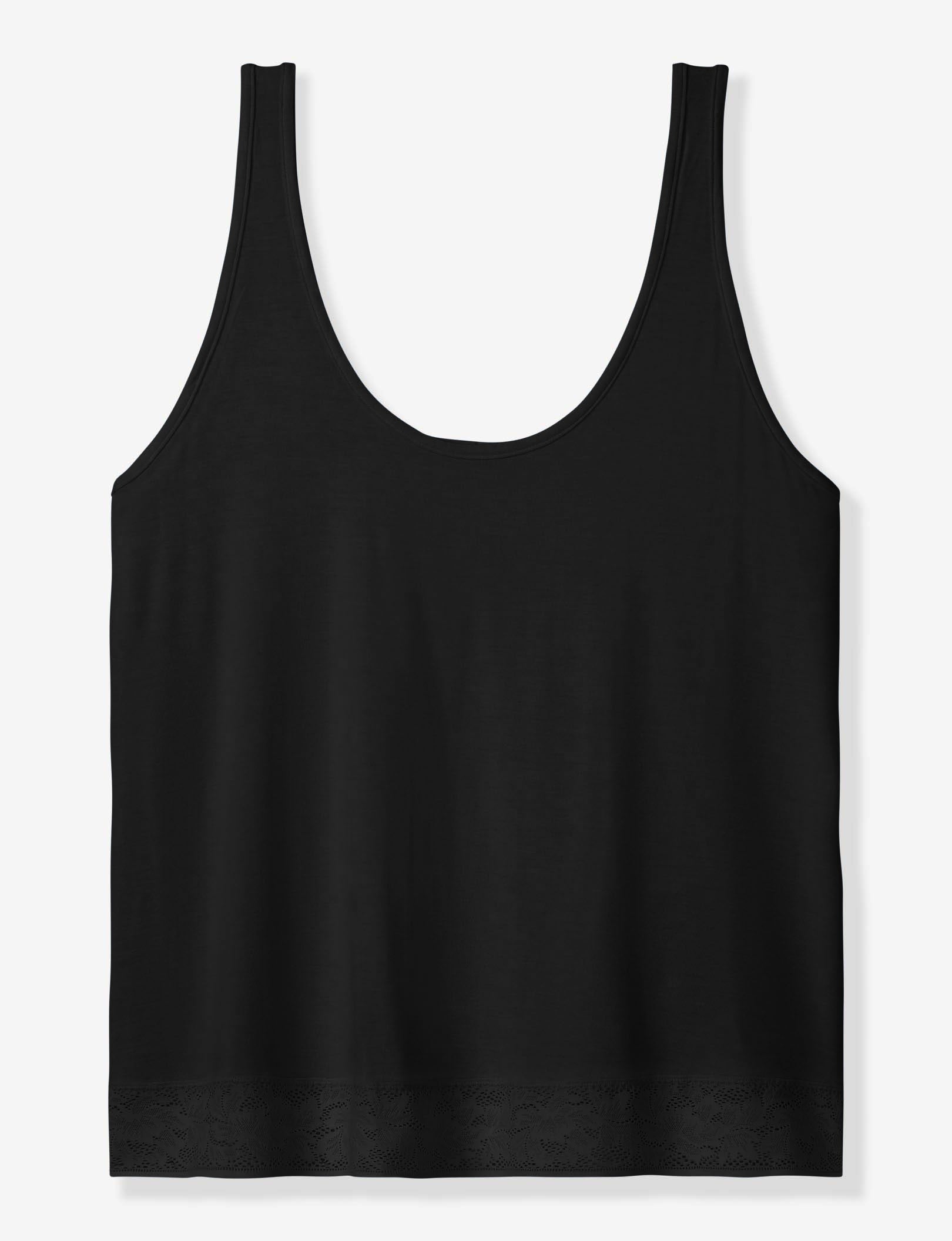 Women's Second Skin Lace Trim Sleep Tank::Black