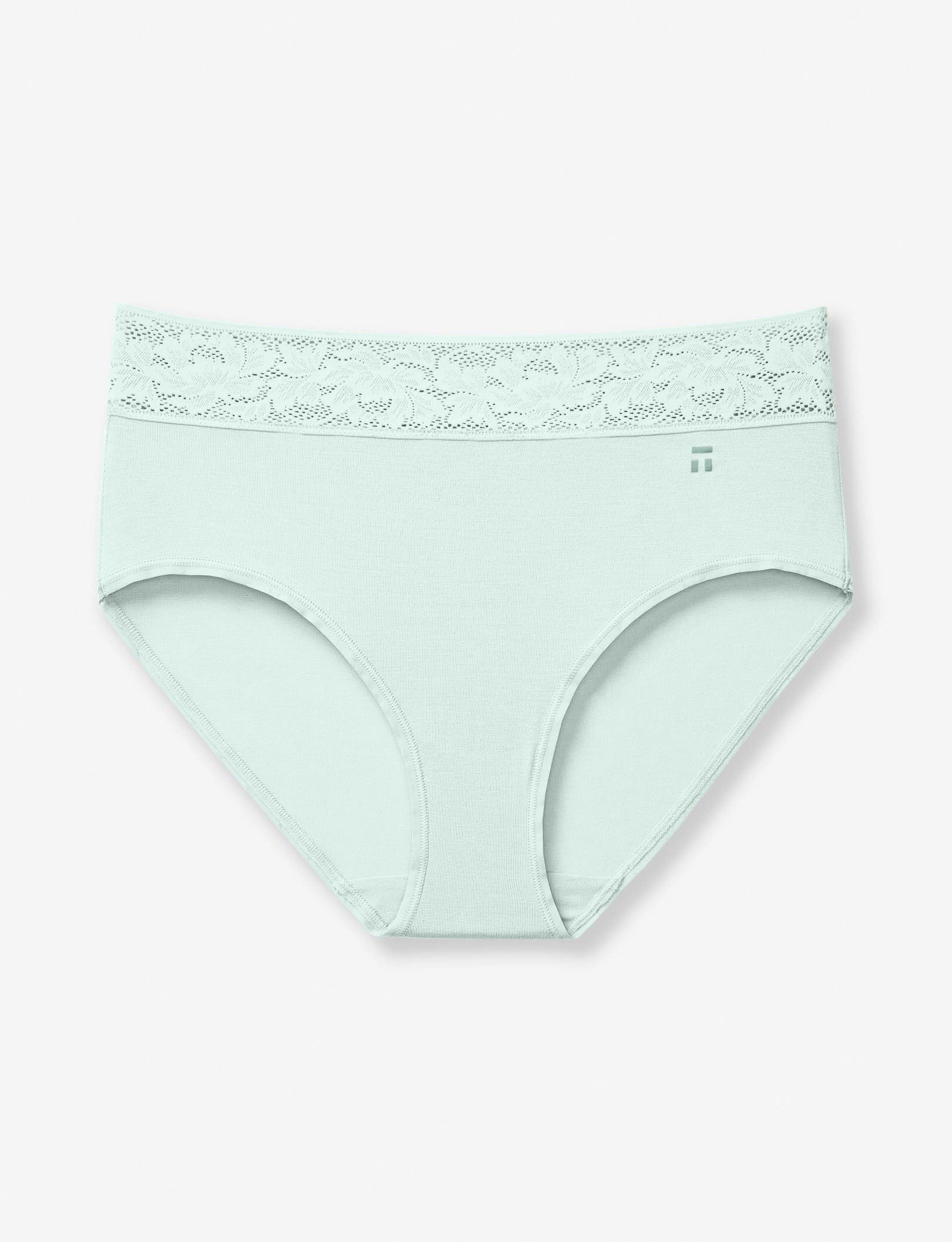 Women's Second Skin High Rise Brief, Lace Waist::Hint of Mint Lace