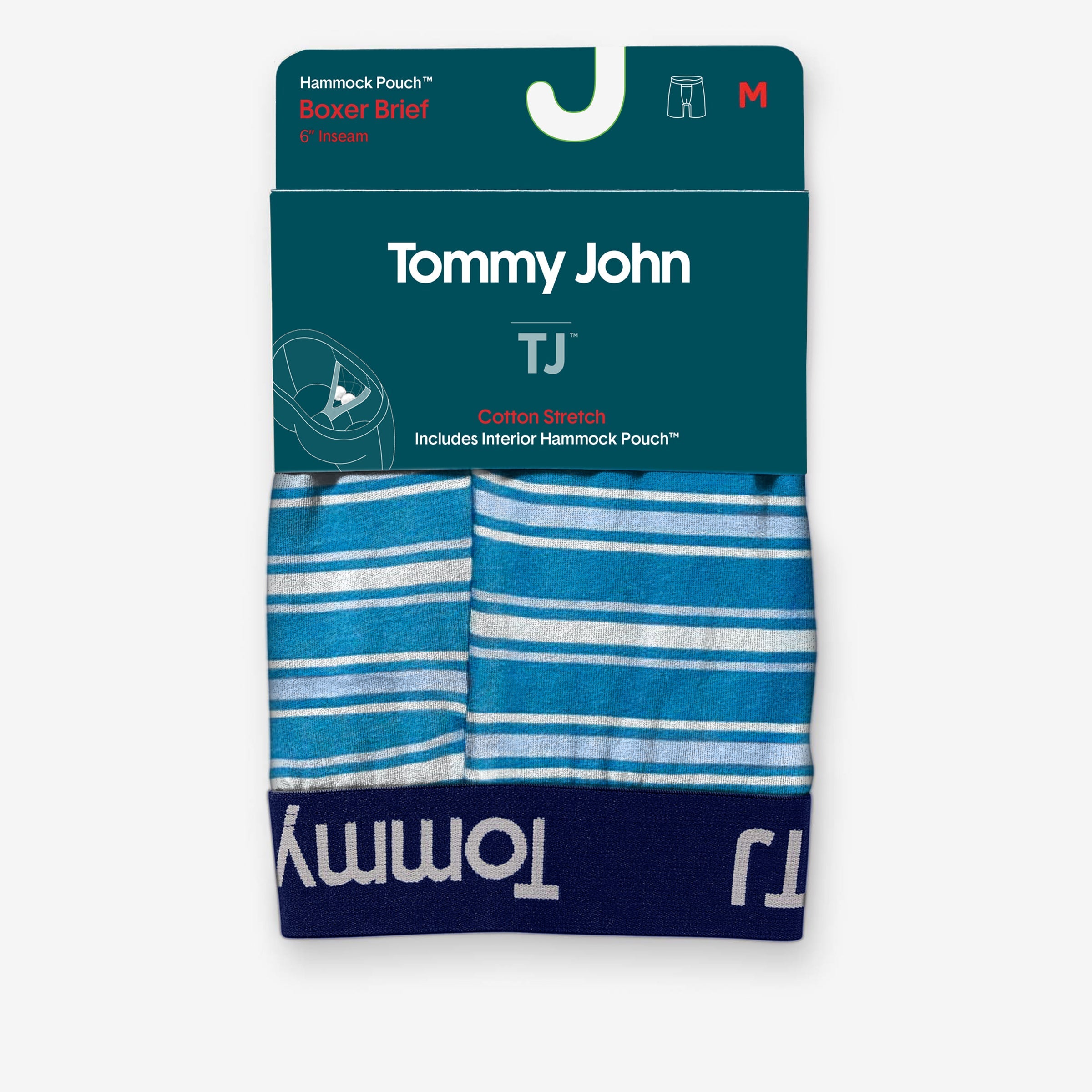 TJ Cotton Stretch Hammock Pouch™ Boxer Brief 6”::Forget-Me-Not Sidecar Stripe