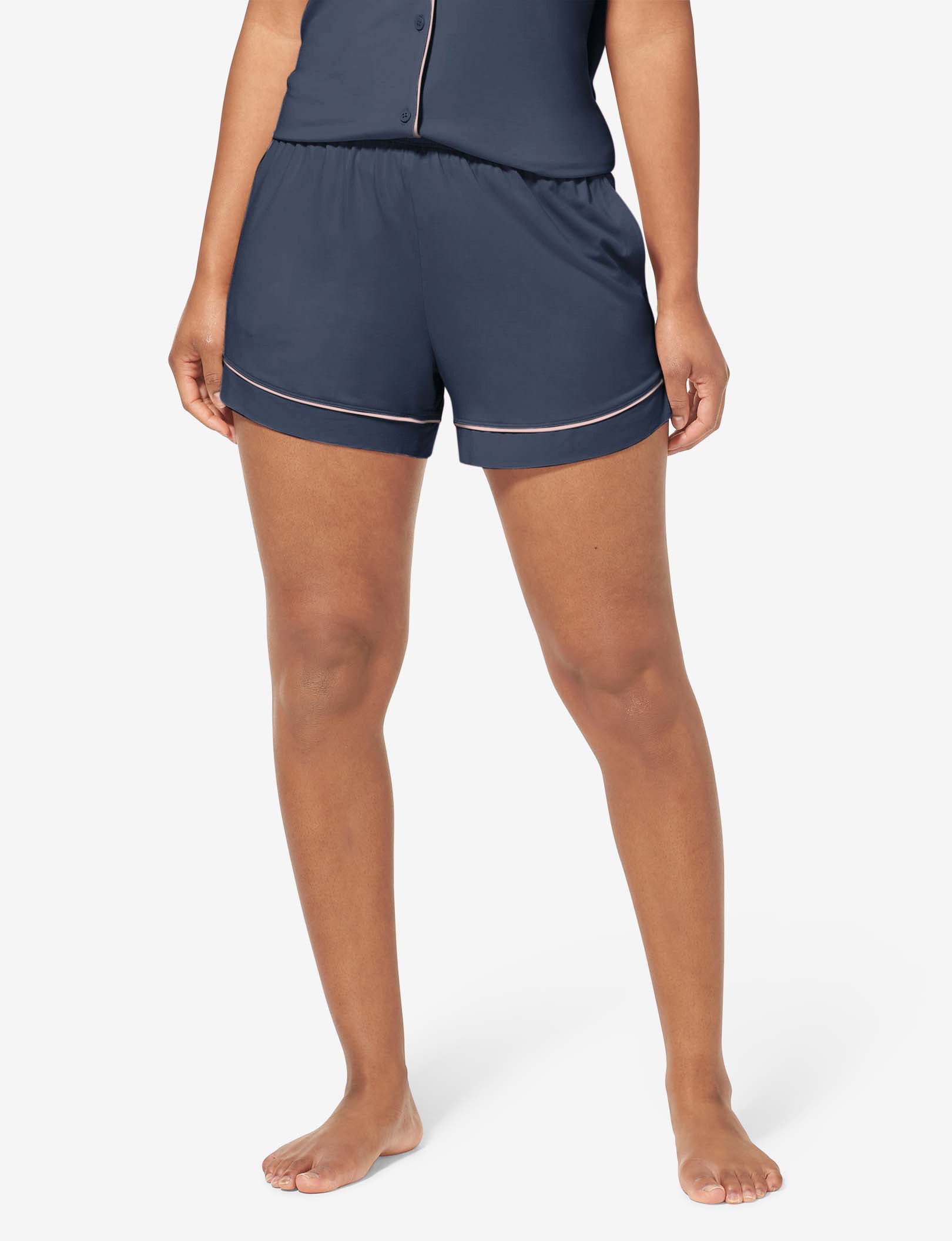 Women's Short Sleeve Top & Short Pajama Set::Dress Blues