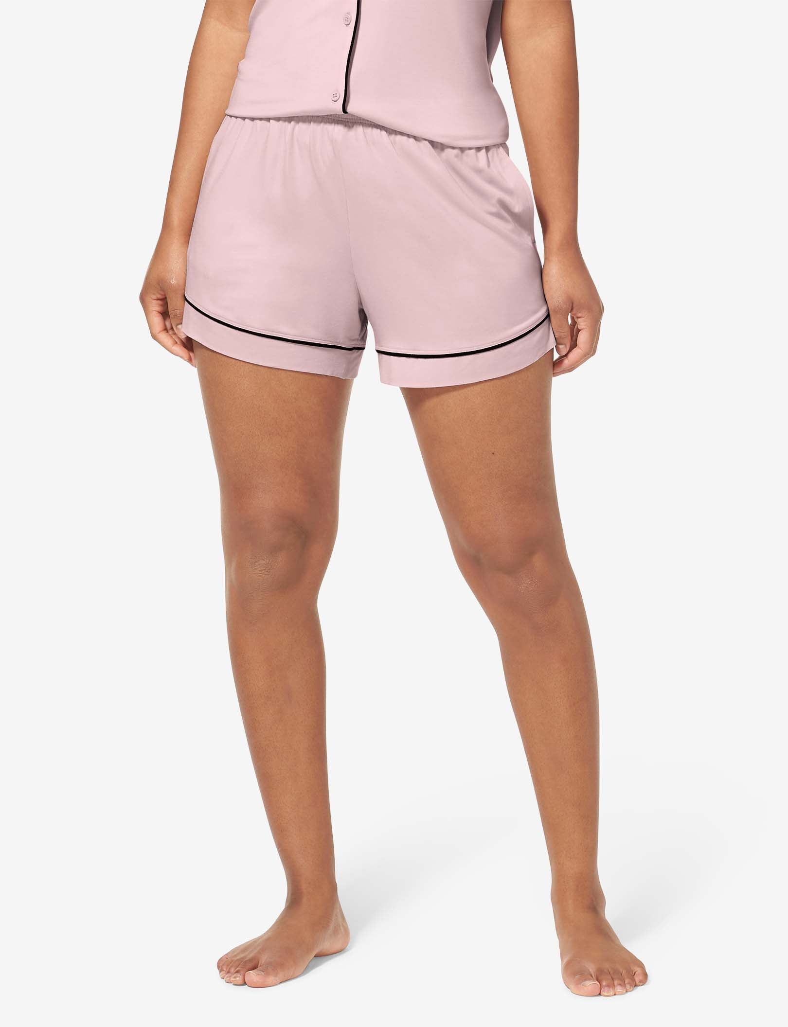 Women's Long Sleeve Top & Short Pajama Set::Peachskin