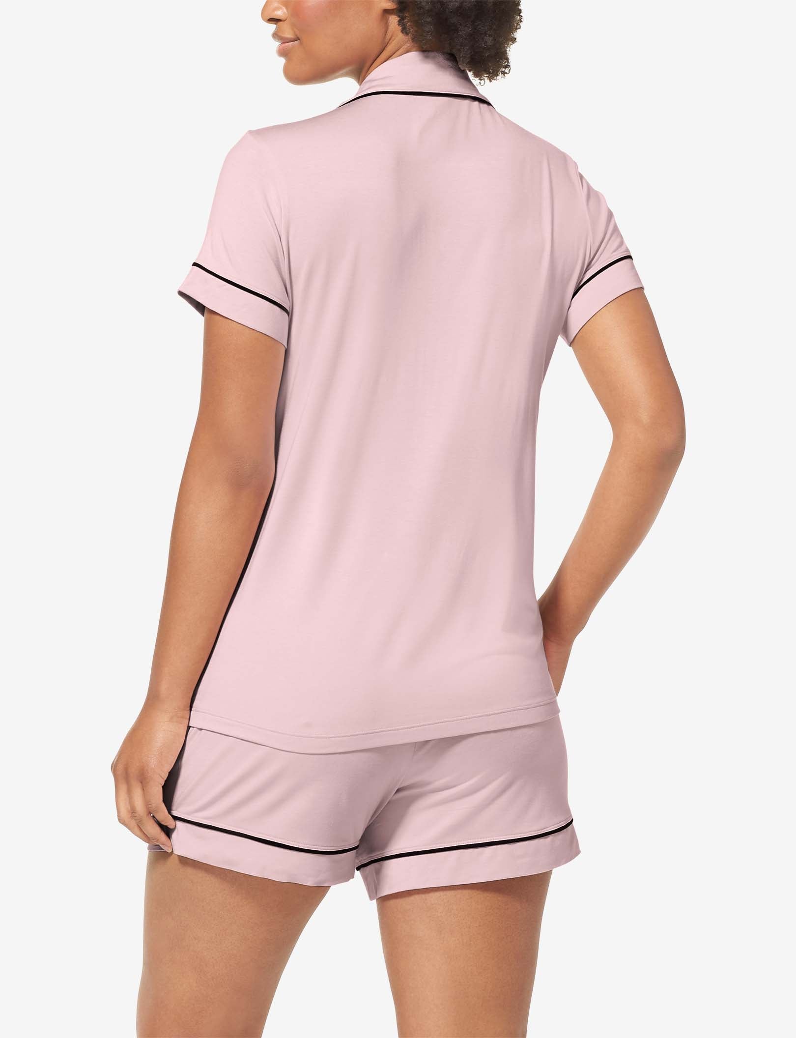 Women's Short Sleeve Top & Short Pajama Set::Peachskin