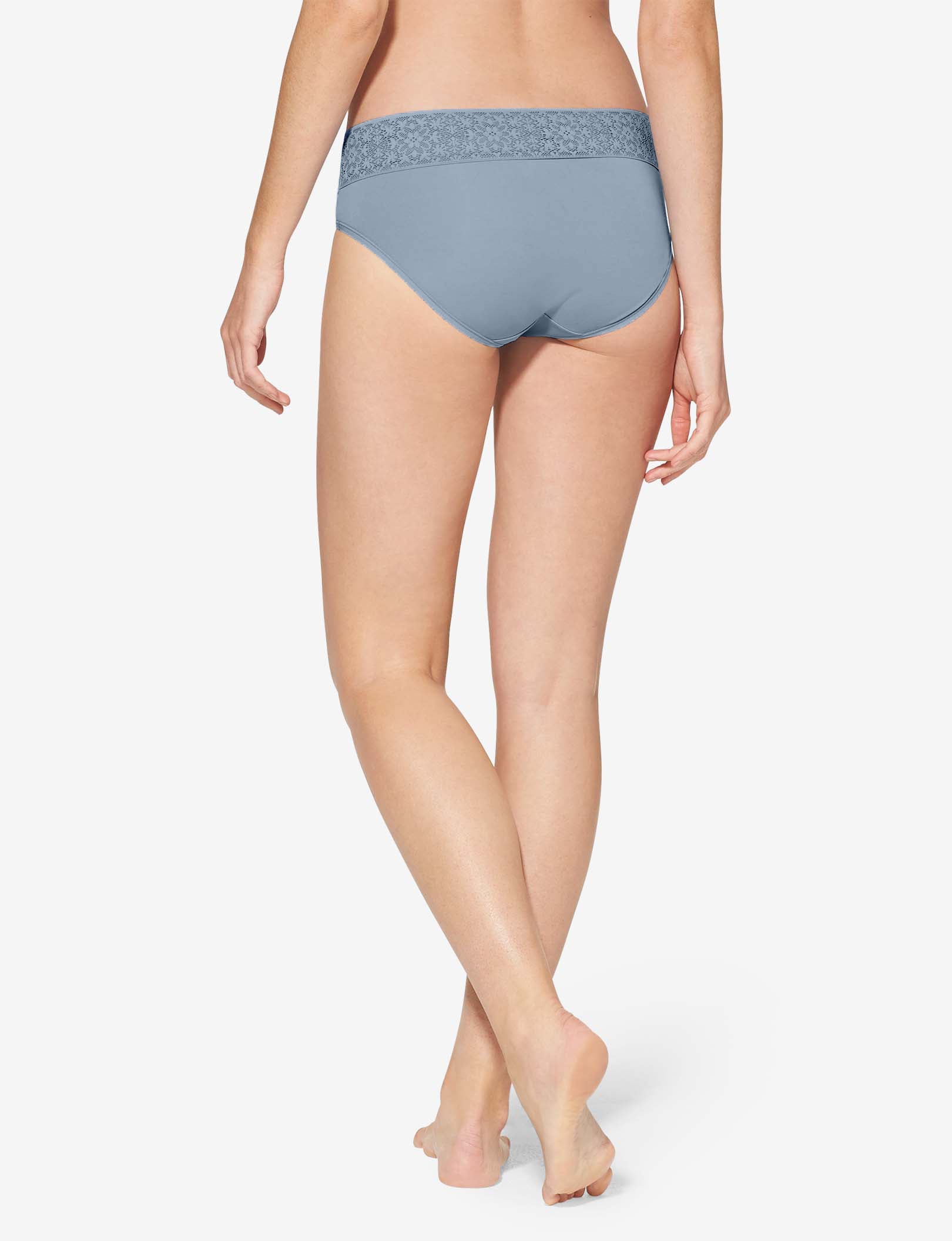 Women's Cool Cotton Brief, Lace Waist::Blue Fog Lace Waist