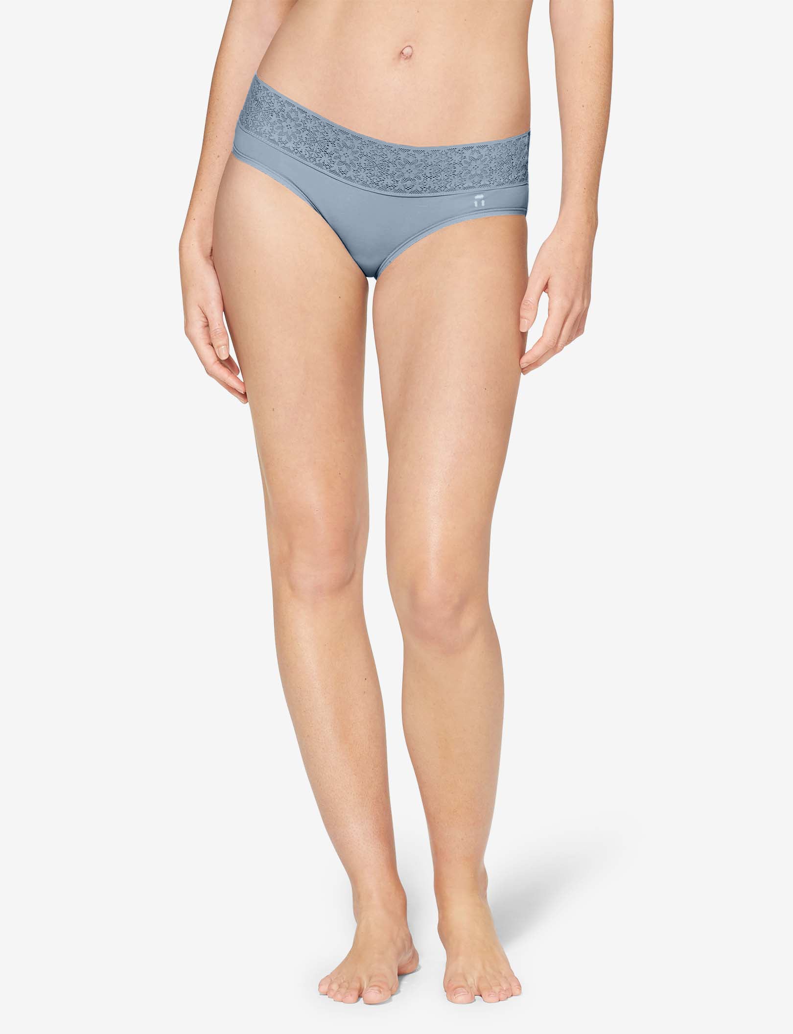 Women's Cool Cotton Brief, Lace Waist::Blue Fog Lace Waist