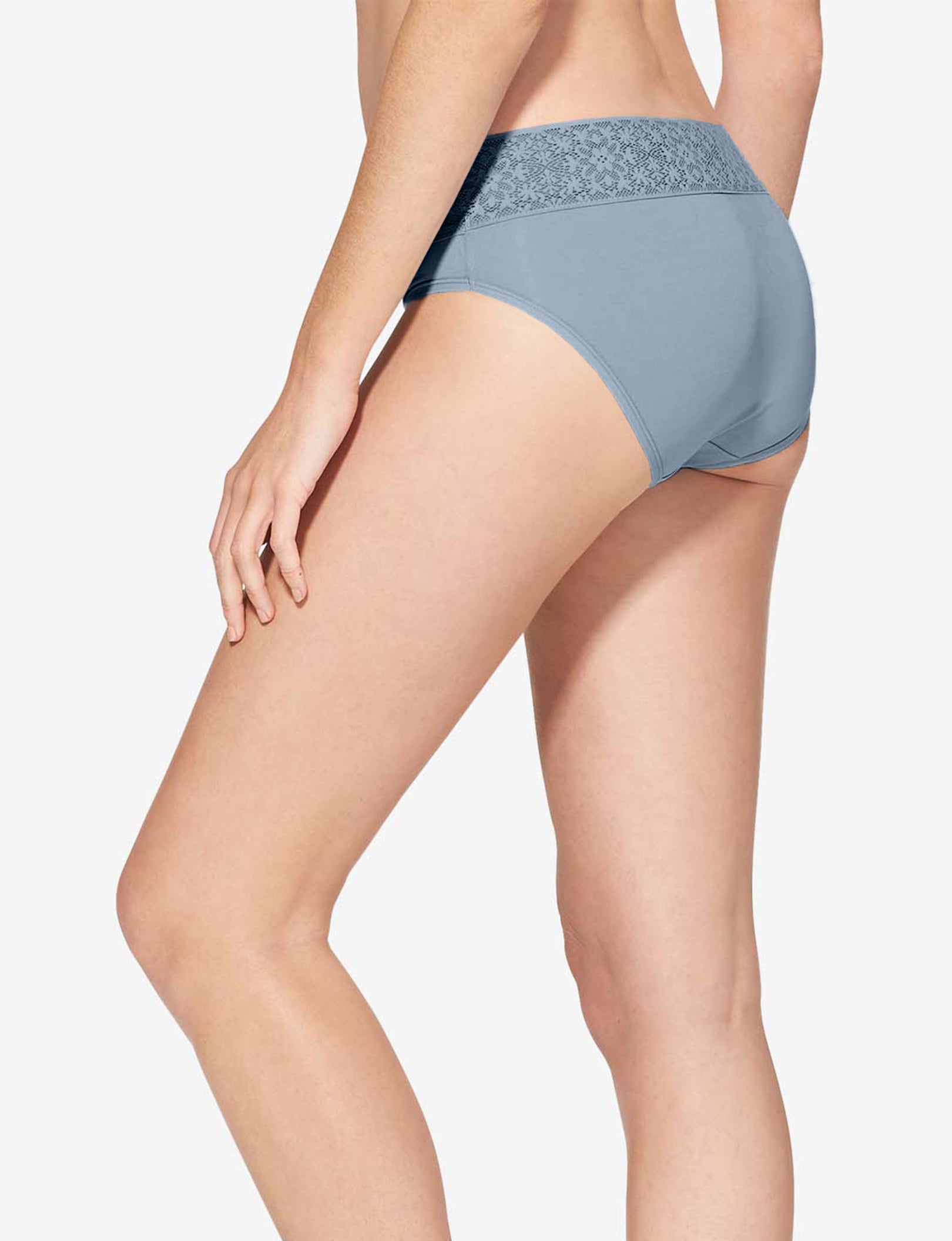 Women's Cool Cotton Brief, Lace Waist::Blue Fog Lace Waist