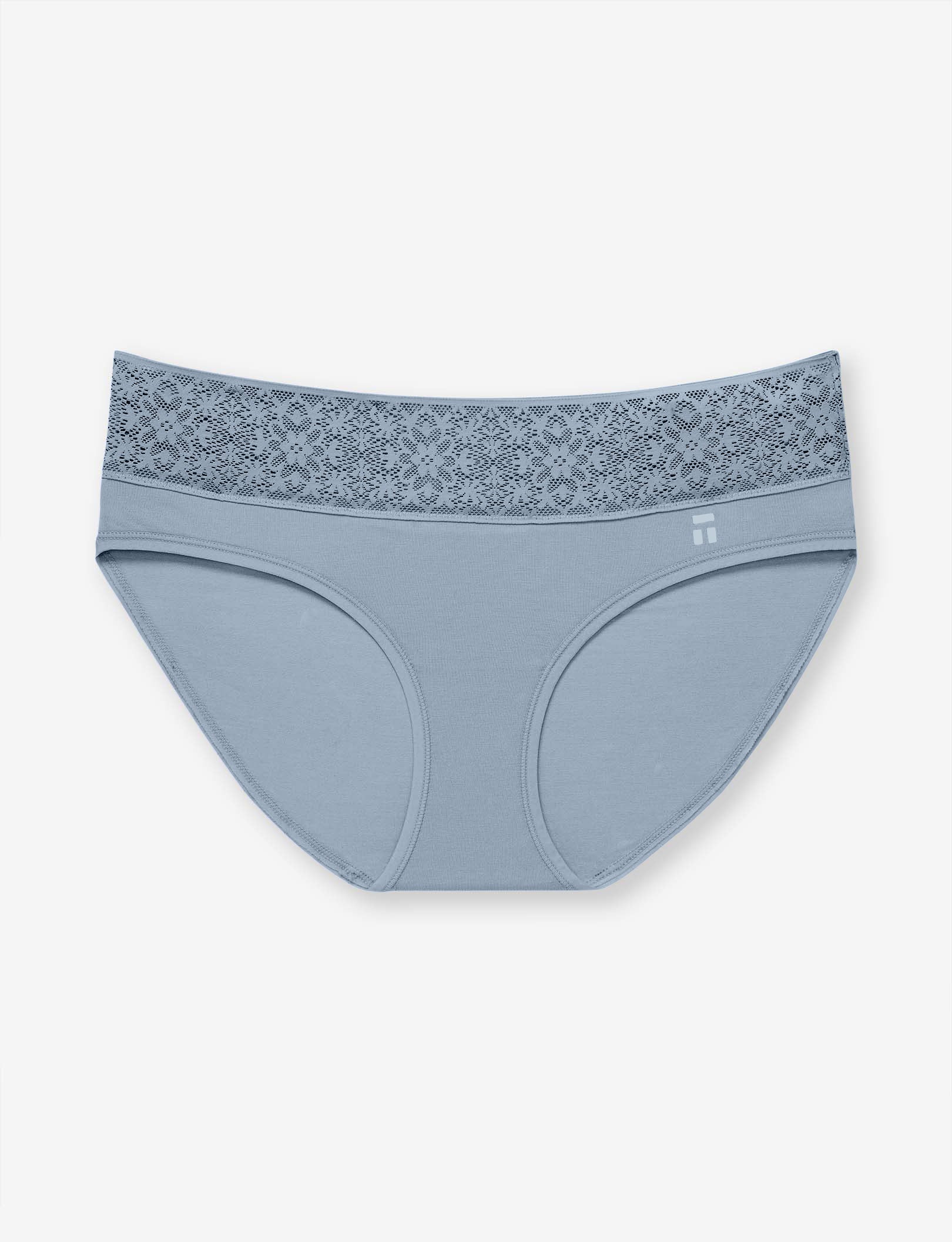 Women's Cool Cotton Brief, Lace Waist::Blue Fog Lace Waist