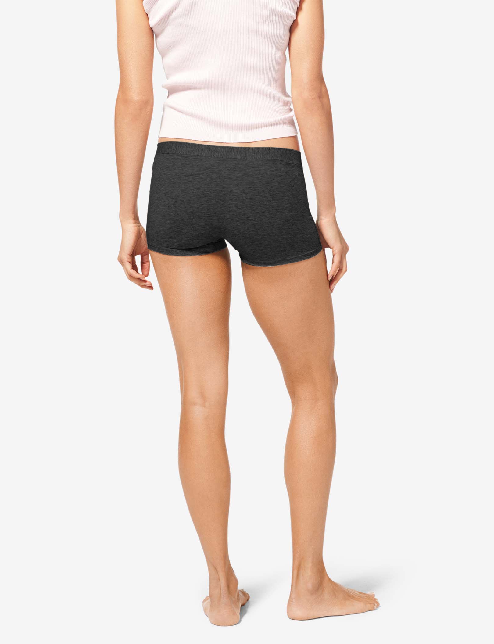Women's Cool Cotton Boyshort::Charcoal Heather
