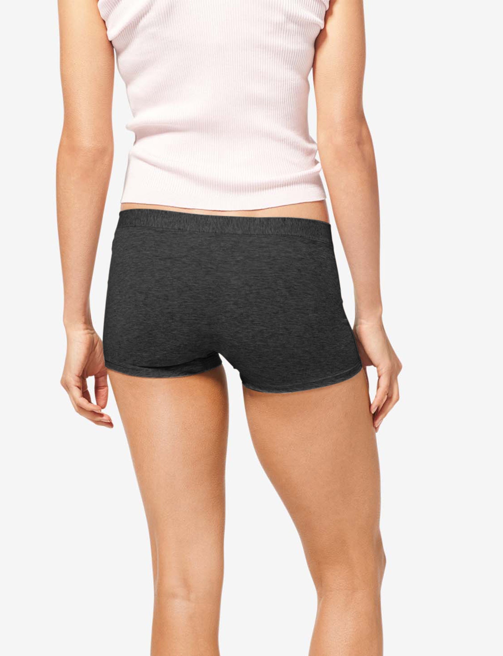 Women's Cool Cotton Boyshort::Charcoal Heather