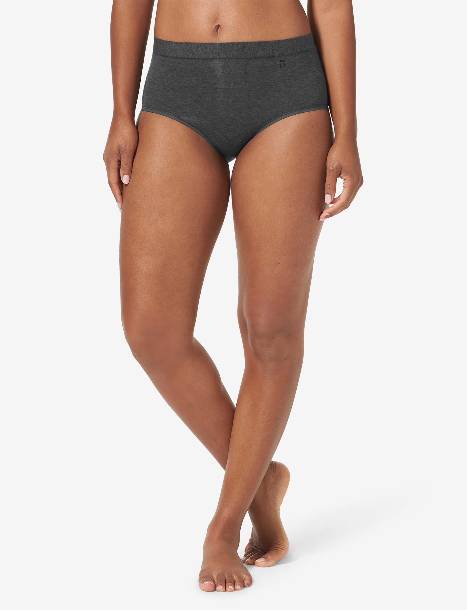 Women's Cool Cotton High Rise Brief::Charcoal Heather