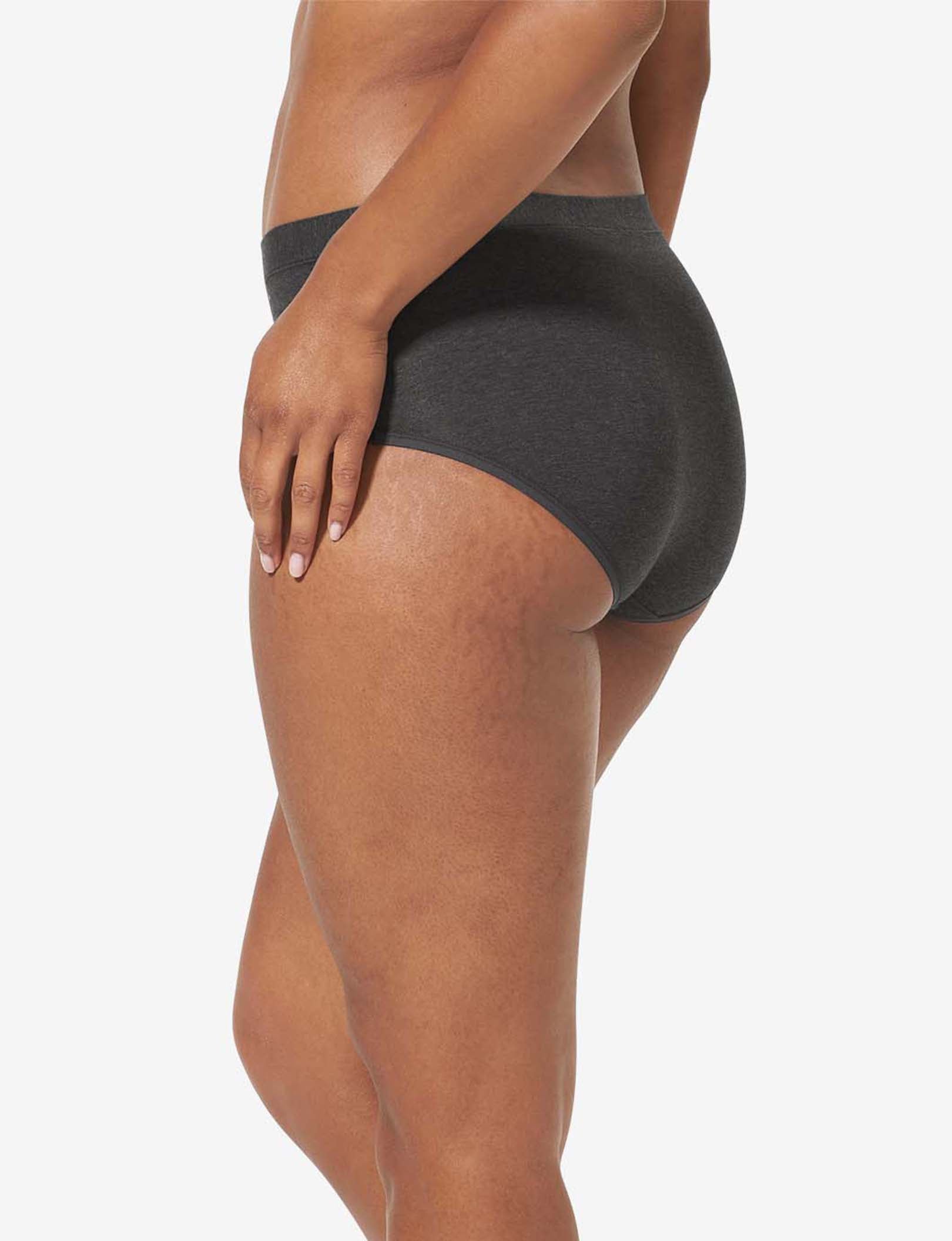 Women's Cool Cotton High Rise Brief::Charcoal Heather