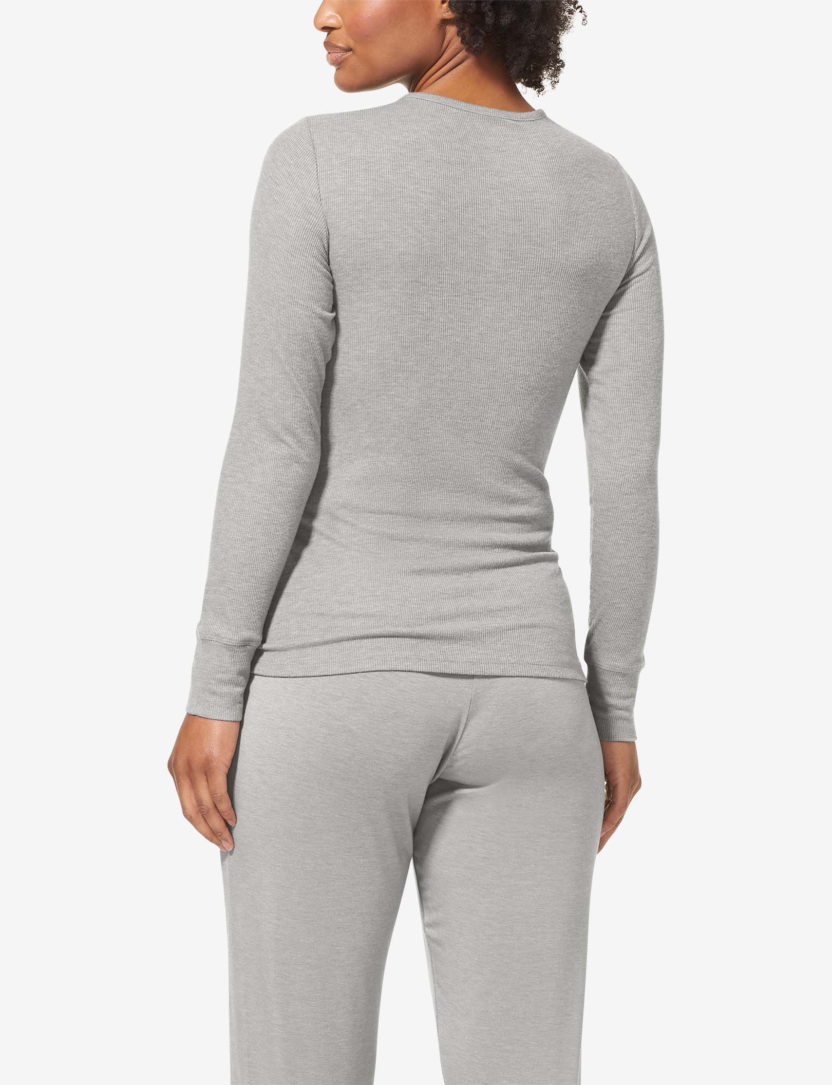 Women's Lounge Henley::Heather Grey