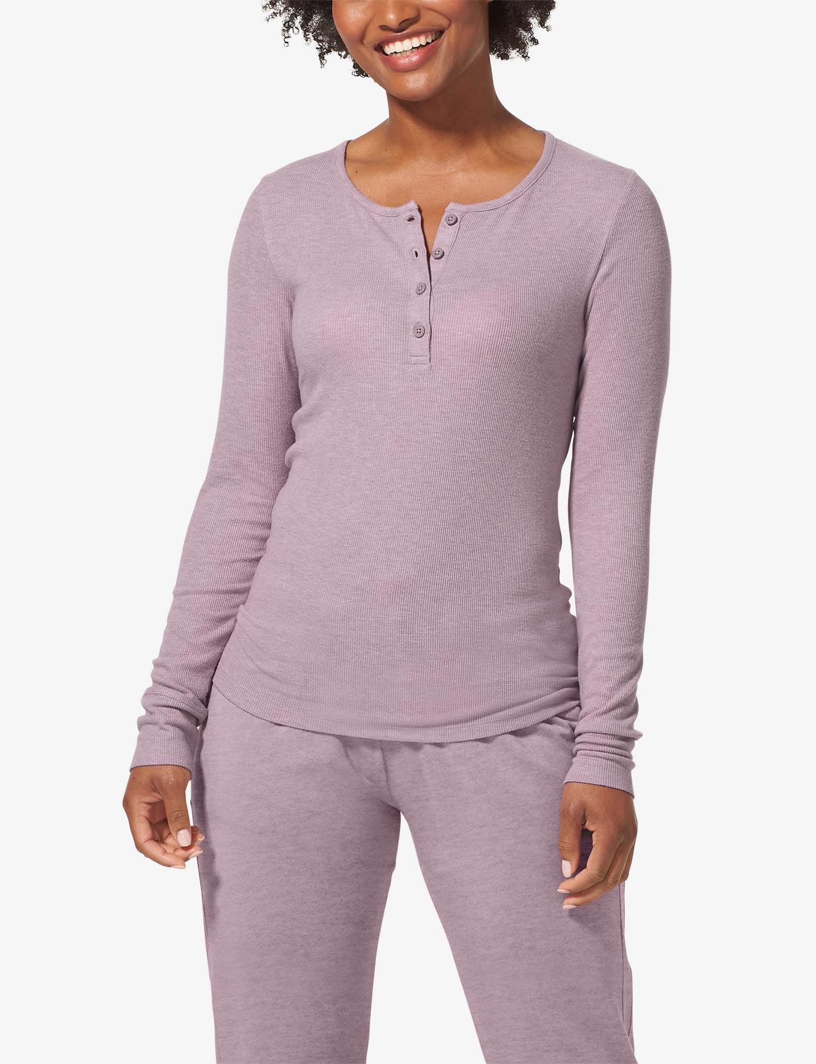 Women's Lounge Henley::Elderberry Heather