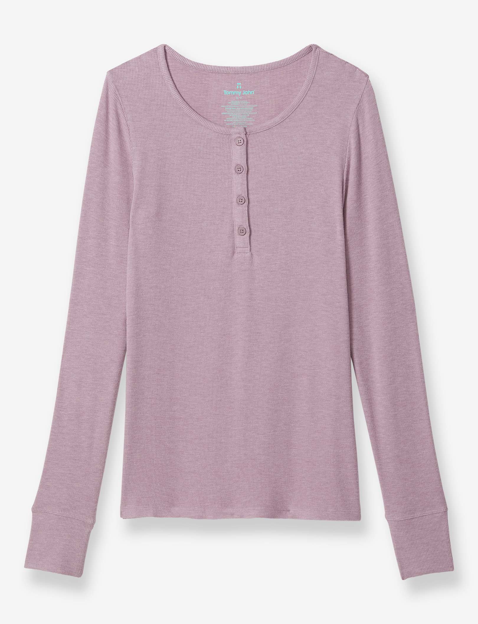 Women's Lounge Henley::Elderberry Heather