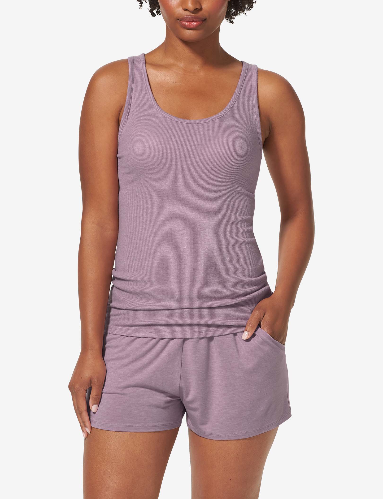 Women's Lounge Scoop or V-Neck Tank::Elderberry Heather