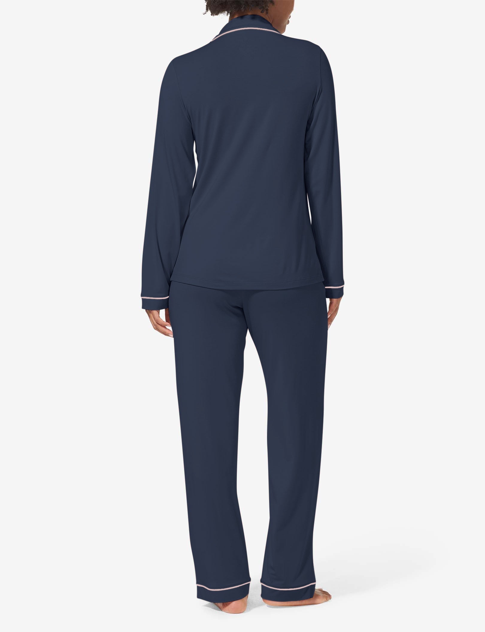 Women's Long Sleeve Top & Pant Pajama Set::Dress Blues