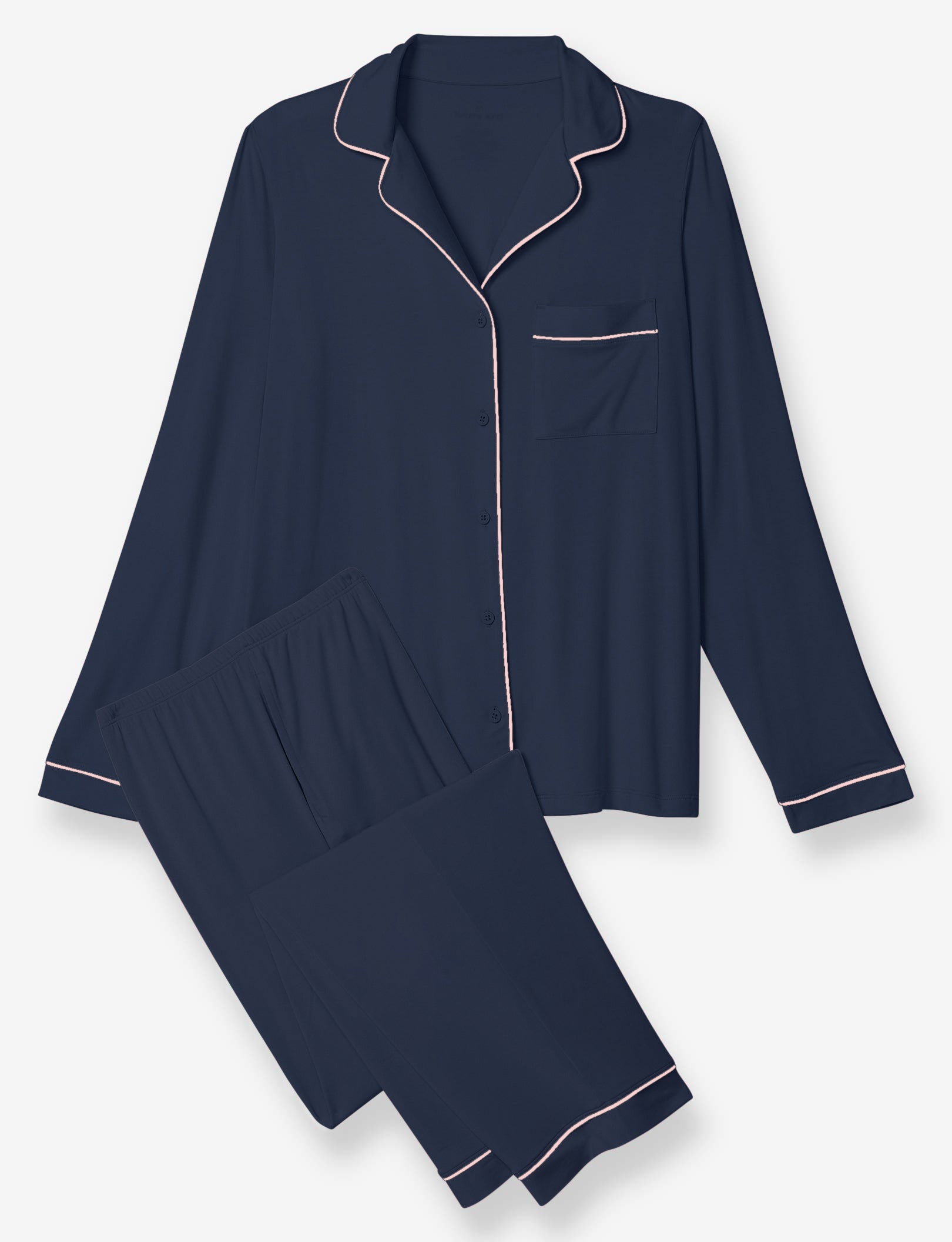 Women's Long Sleeve Top & Pant Pajama Set::Dress Blues