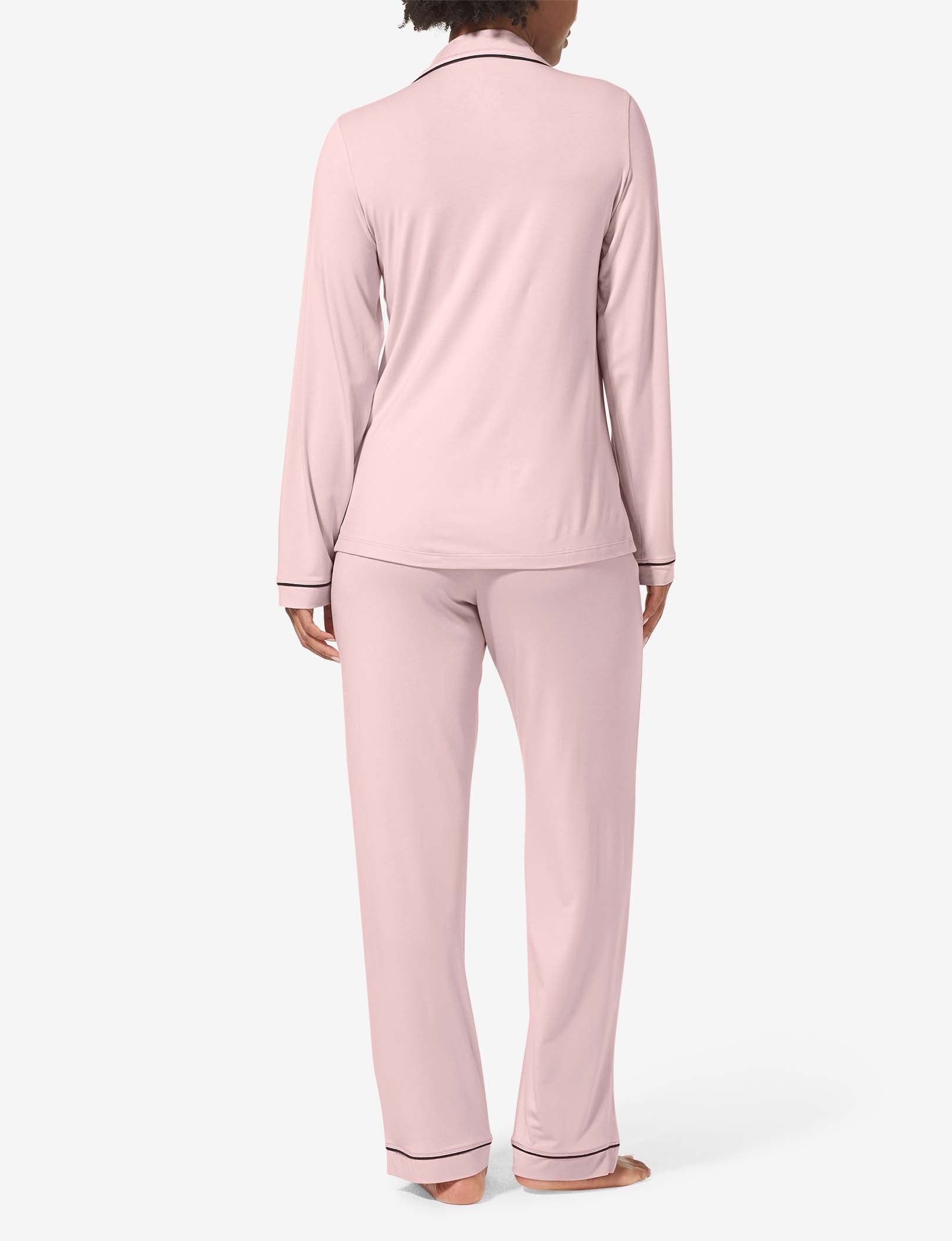 Women's Long Sleeve Top & Pant Pajama Set::Peachskin