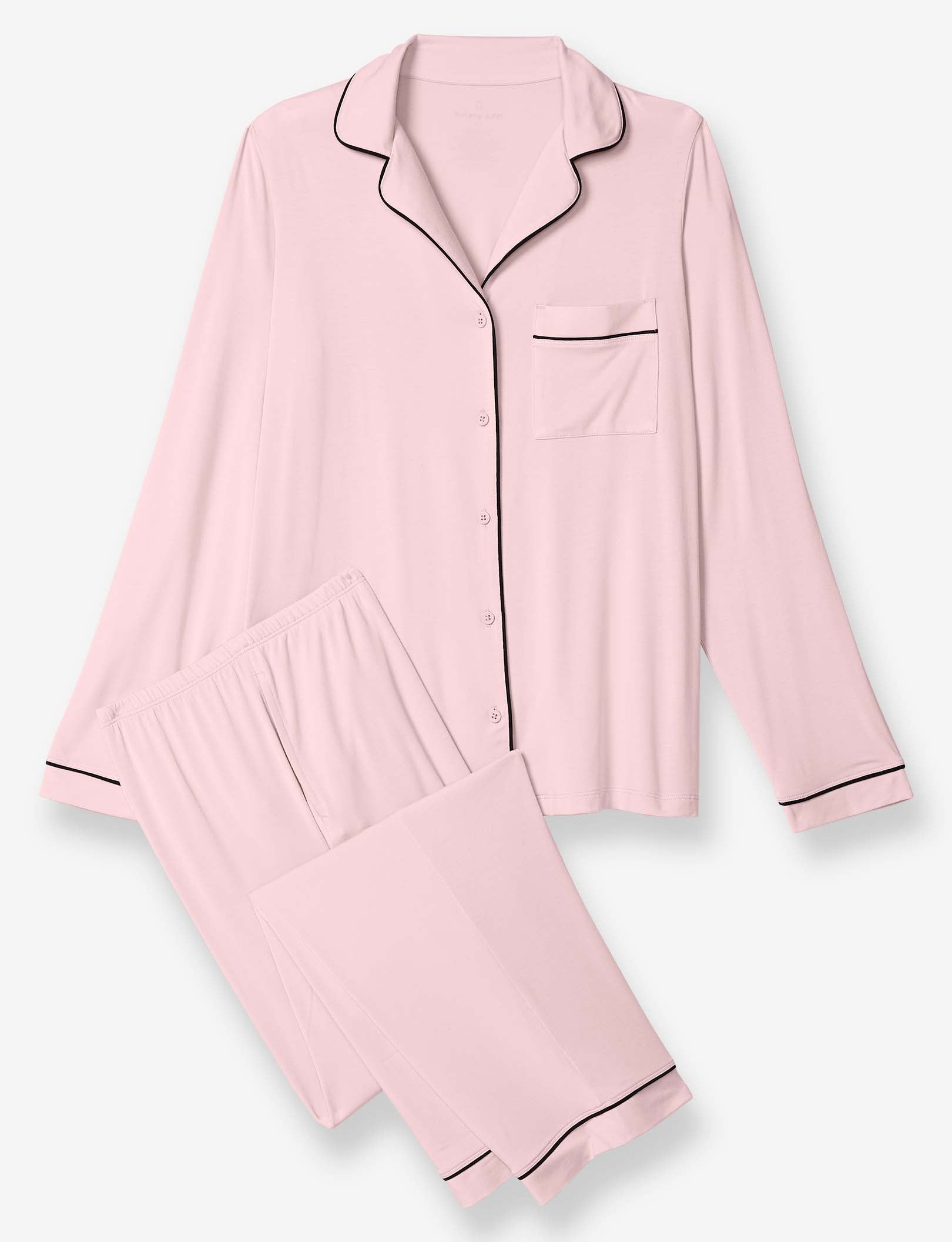 Women's Long Sleeve Top & Pant Pajama Set::Peachskin