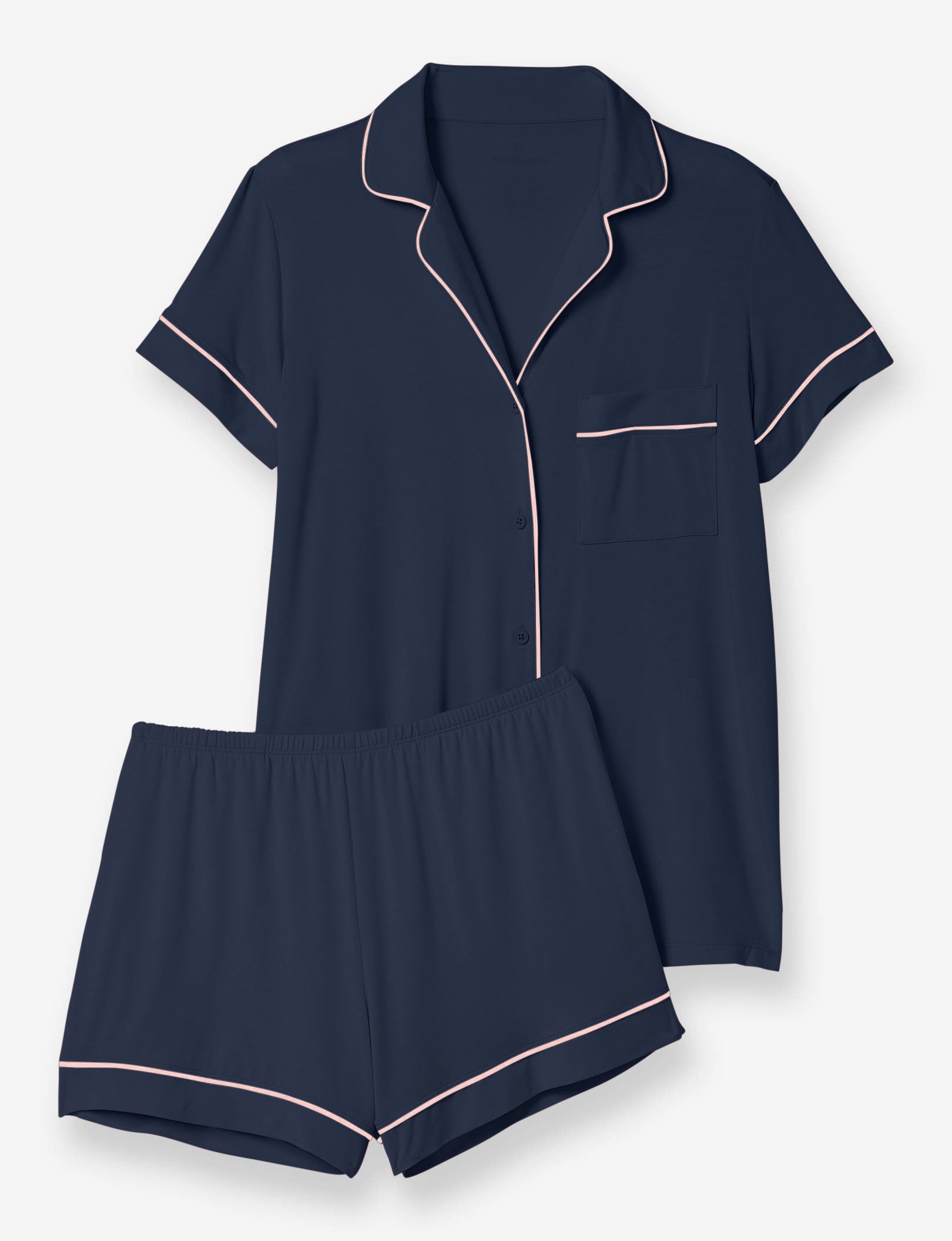 Women's Short Sleeve Top & Short Pajama Set::Dress Blues