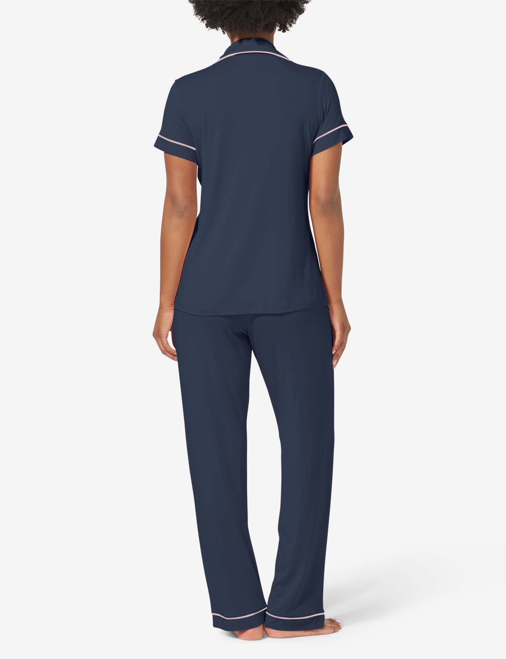 Women's Short Sleeve Top & Pant Pajama Set::Dress Blues