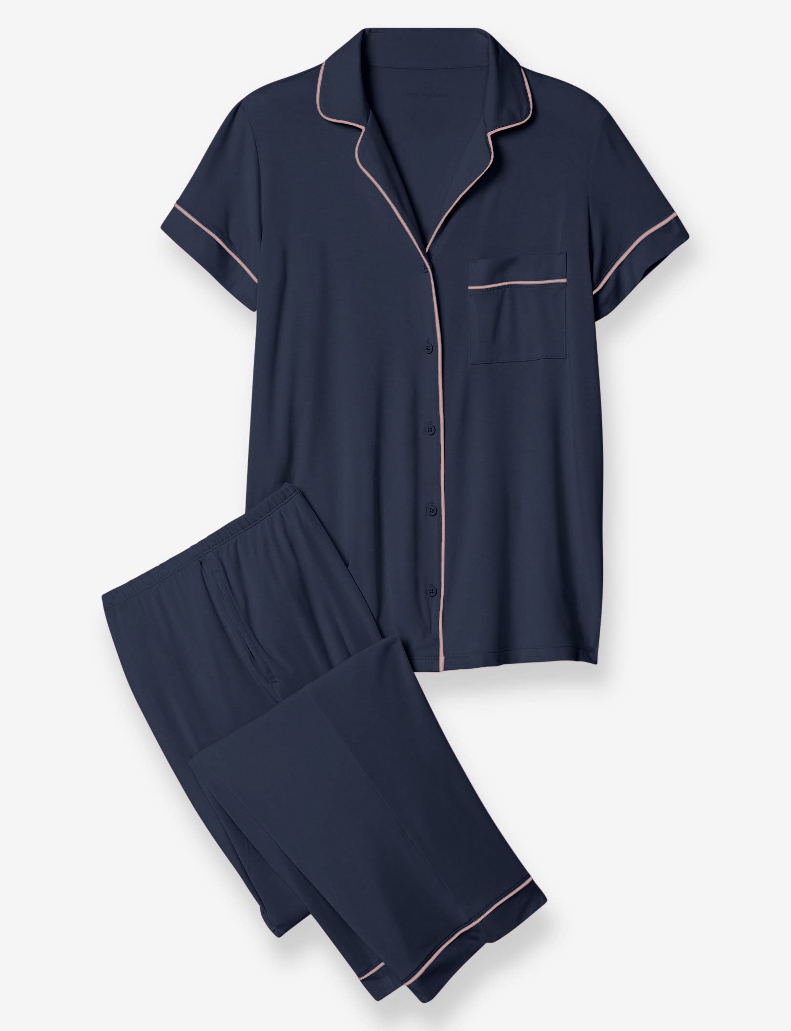 Women's Short Sleeve Top & Pant Pajama Set::Dress Blues