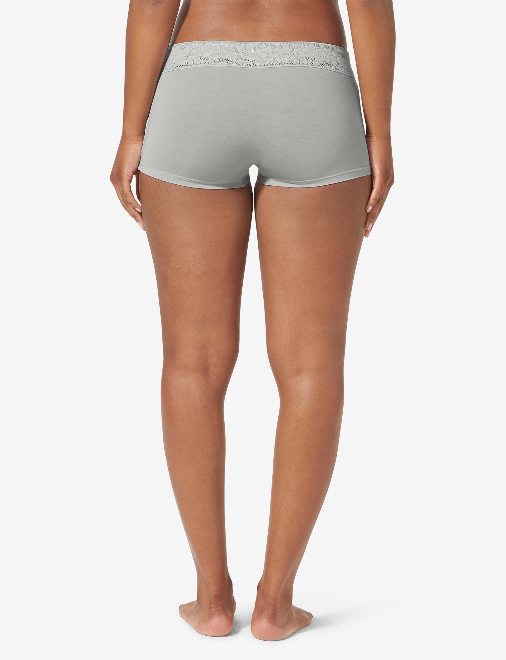 Women's Second Skin Boyshort, Lace Waist::Micro Chip Lace