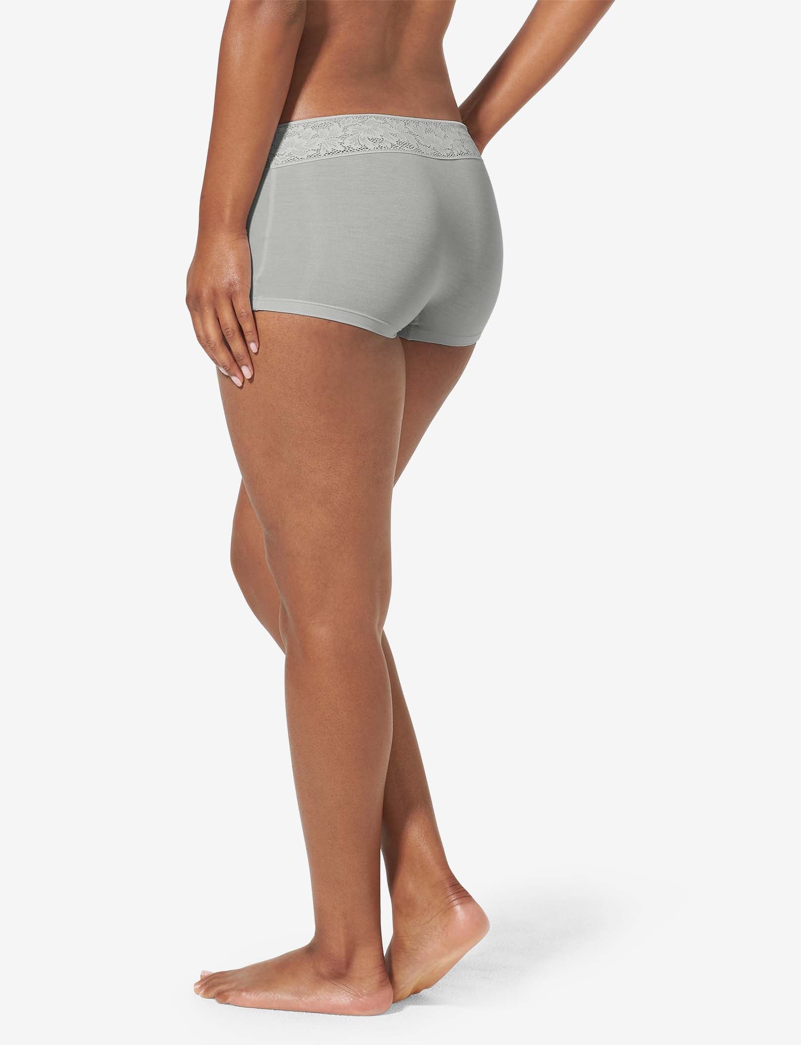Women's Second Skin Boyshort, Lace Waist::Micro Chip Lace