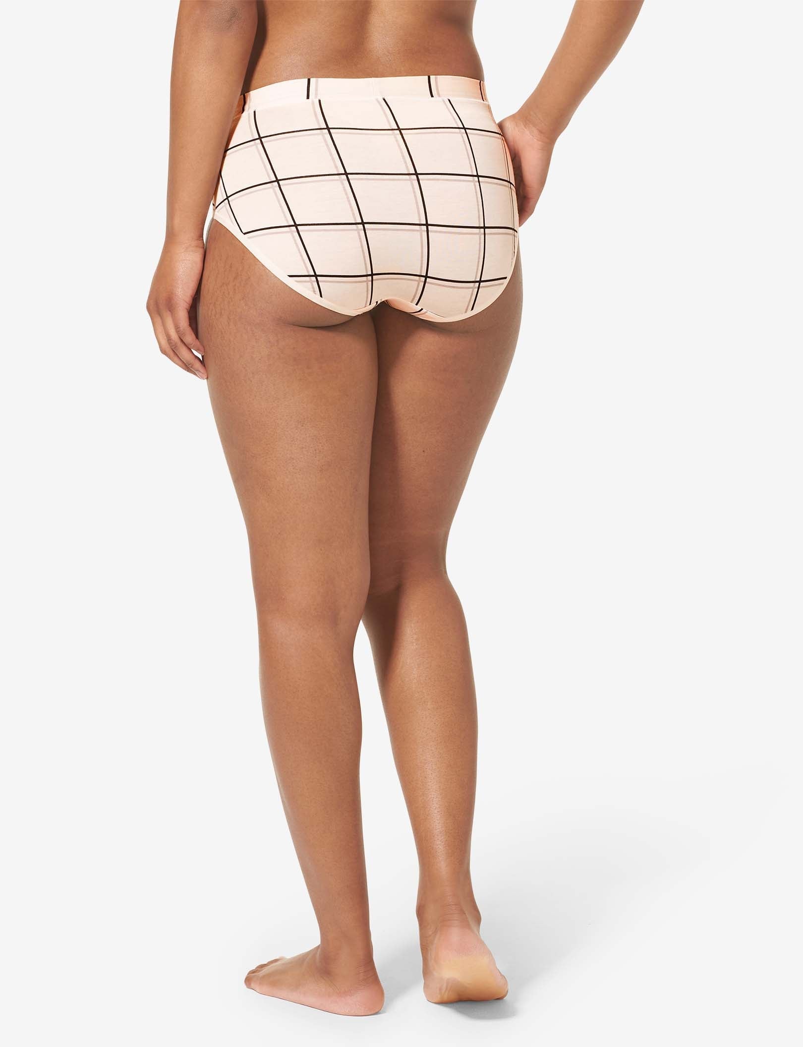 Women's Second Skin High Rise Brief::Soft Pink Windowpane