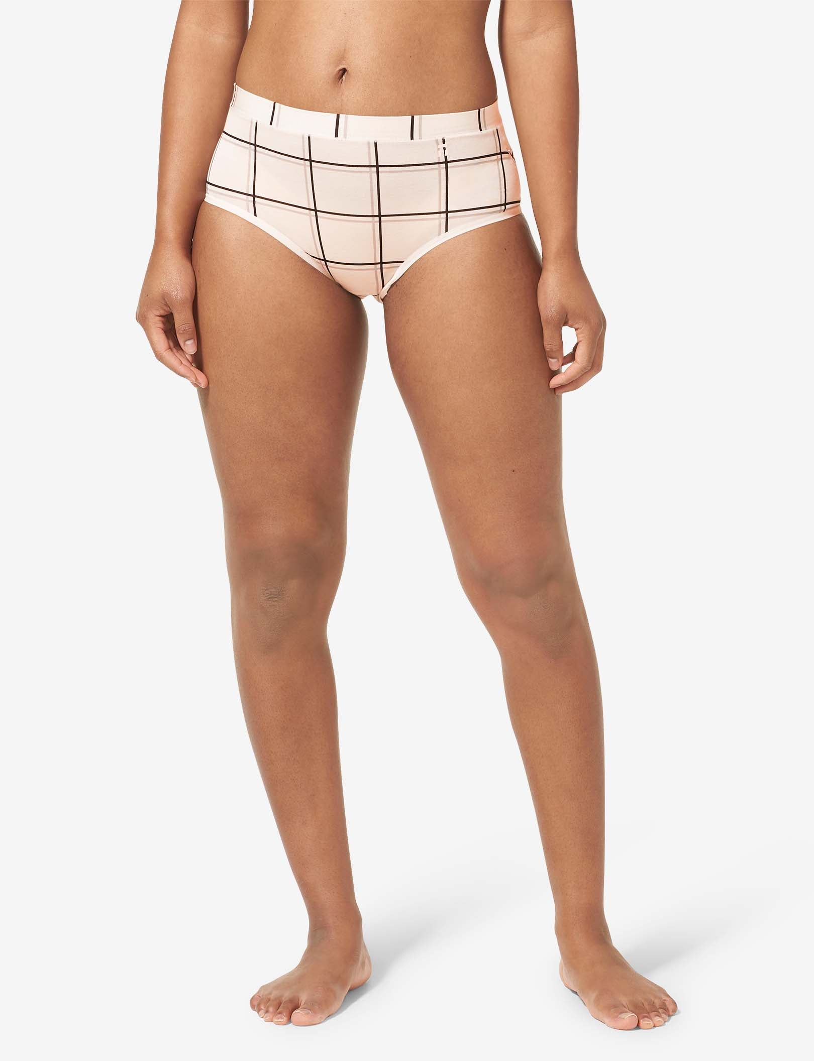Women's Second Skin High Rise Brief::Soft Pink Windowpane