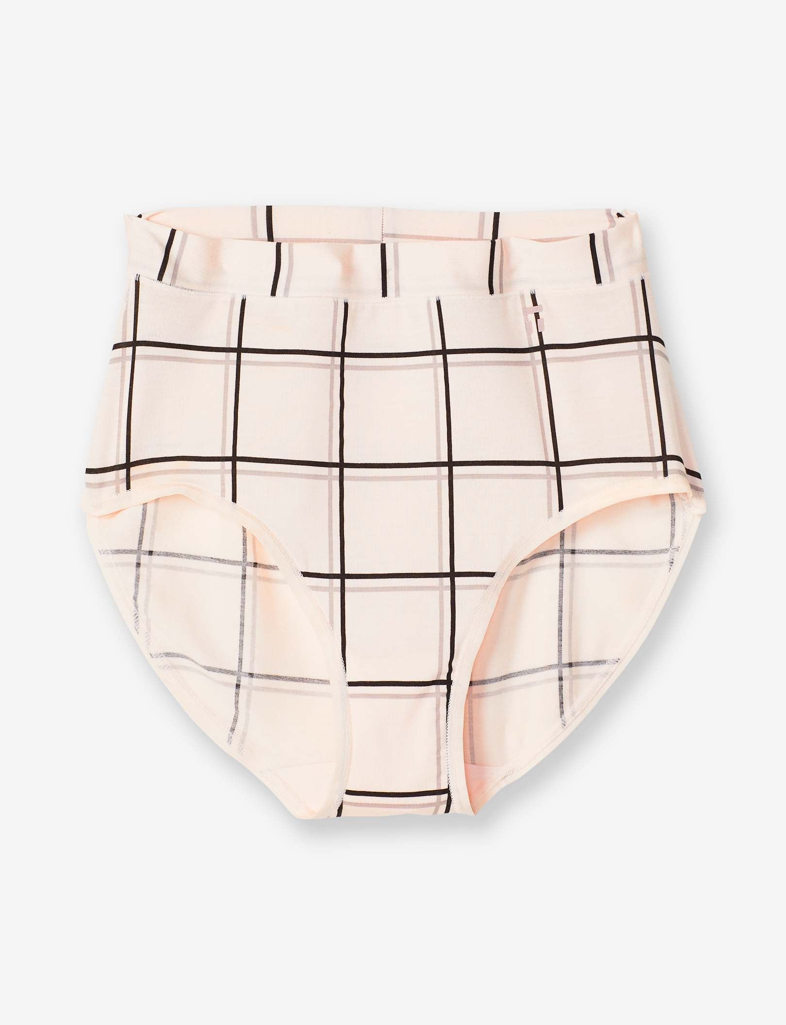 Women's Second Skin High Rise Brief::Soft Pink Windowpane